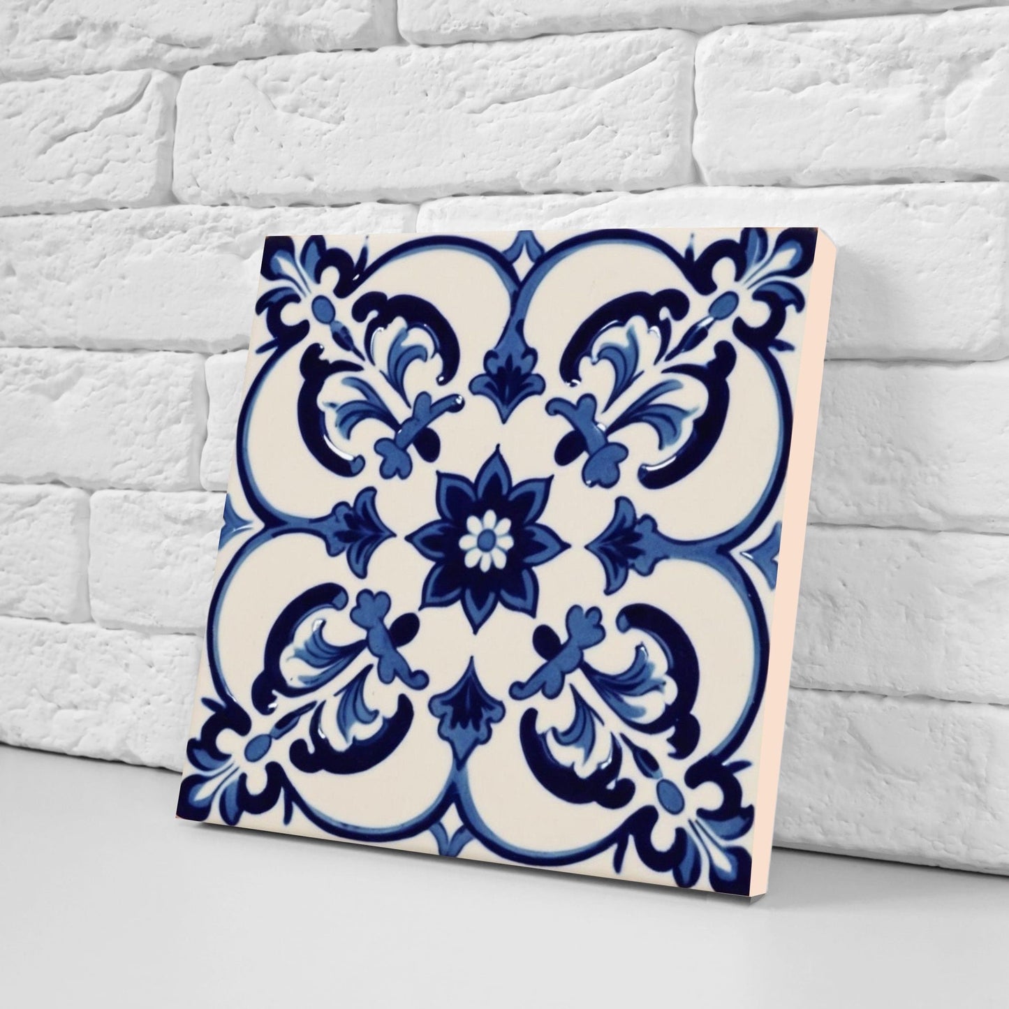 Spanish Ceramic Flower Tiles - Set of 2 Spanish Wall Decor Tiles - Kitchen Backsplash Tiles, Table Decorative Tiles, Bathroom Tiles, Coaster