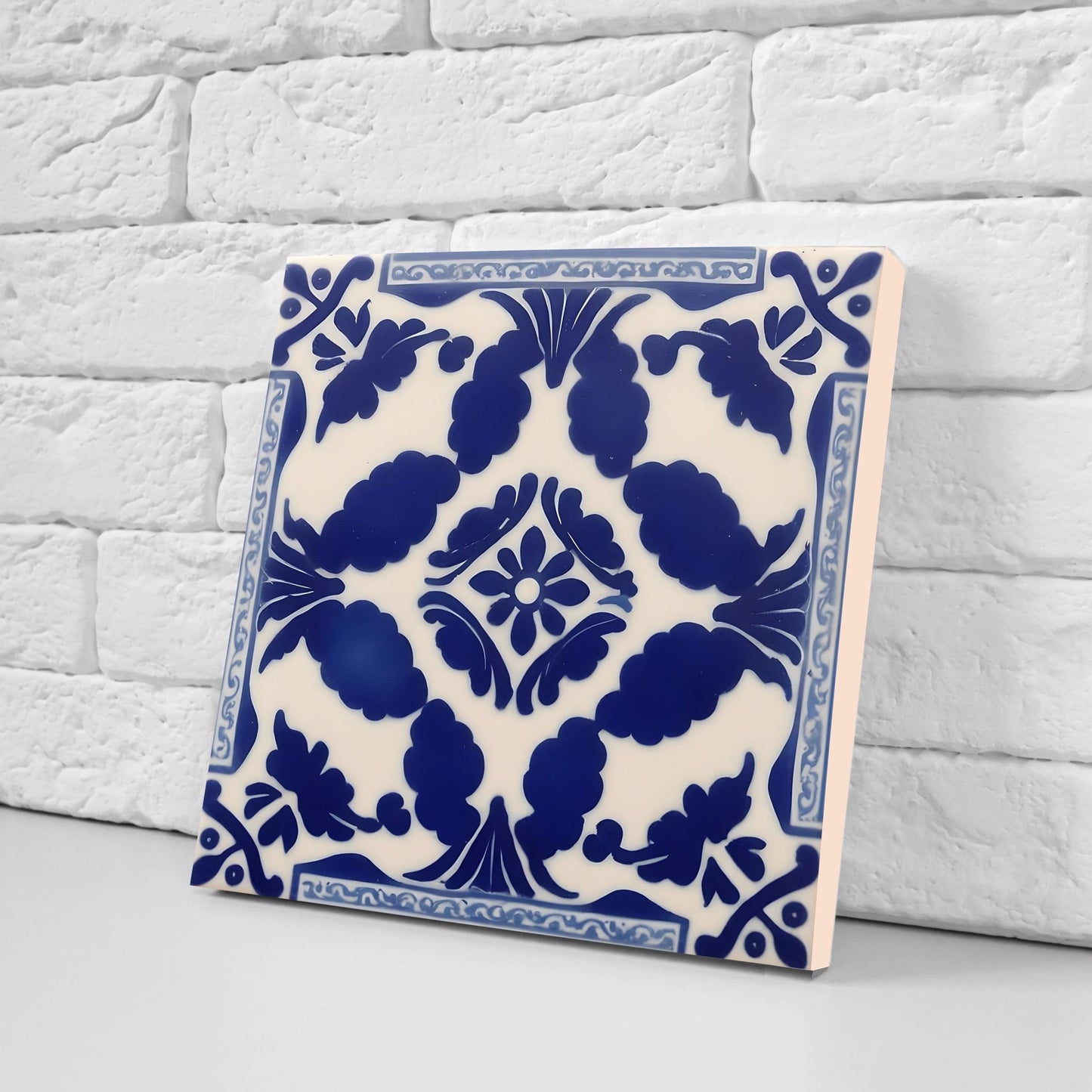 Greek Mediterranean Tiles - Set of 2 Greek Wall Decor Tiles - Kitchen Backsplash Tiles, Table Decorative Tiles, Bathroom Tiles, Coaster