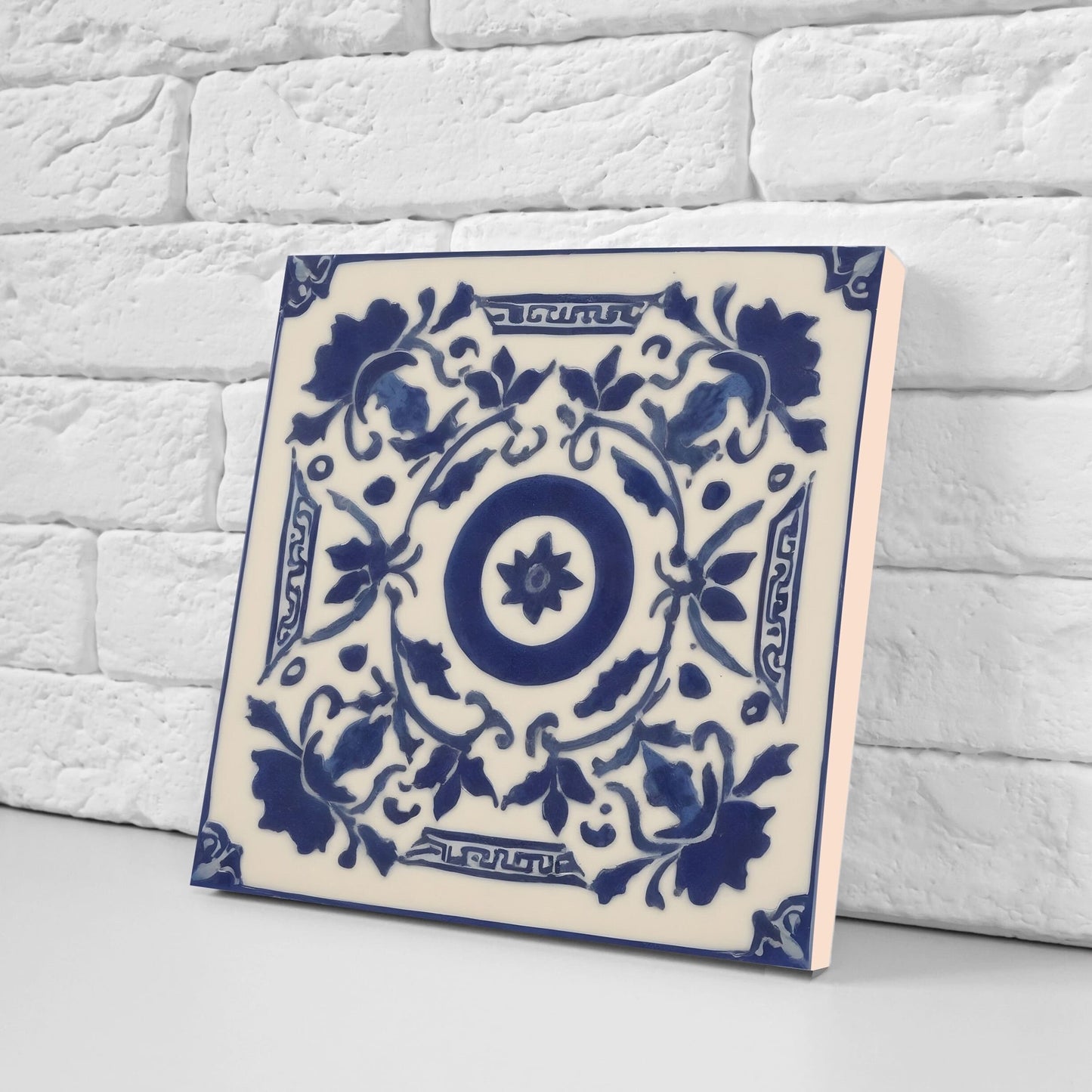 Greek Mediterranean Tiles - Set of 2 Greek Wall Decor Tiles - Kitchen Backsplash Tiles, Table Decorative Tiles, Bathroom Tiles, Coaster
