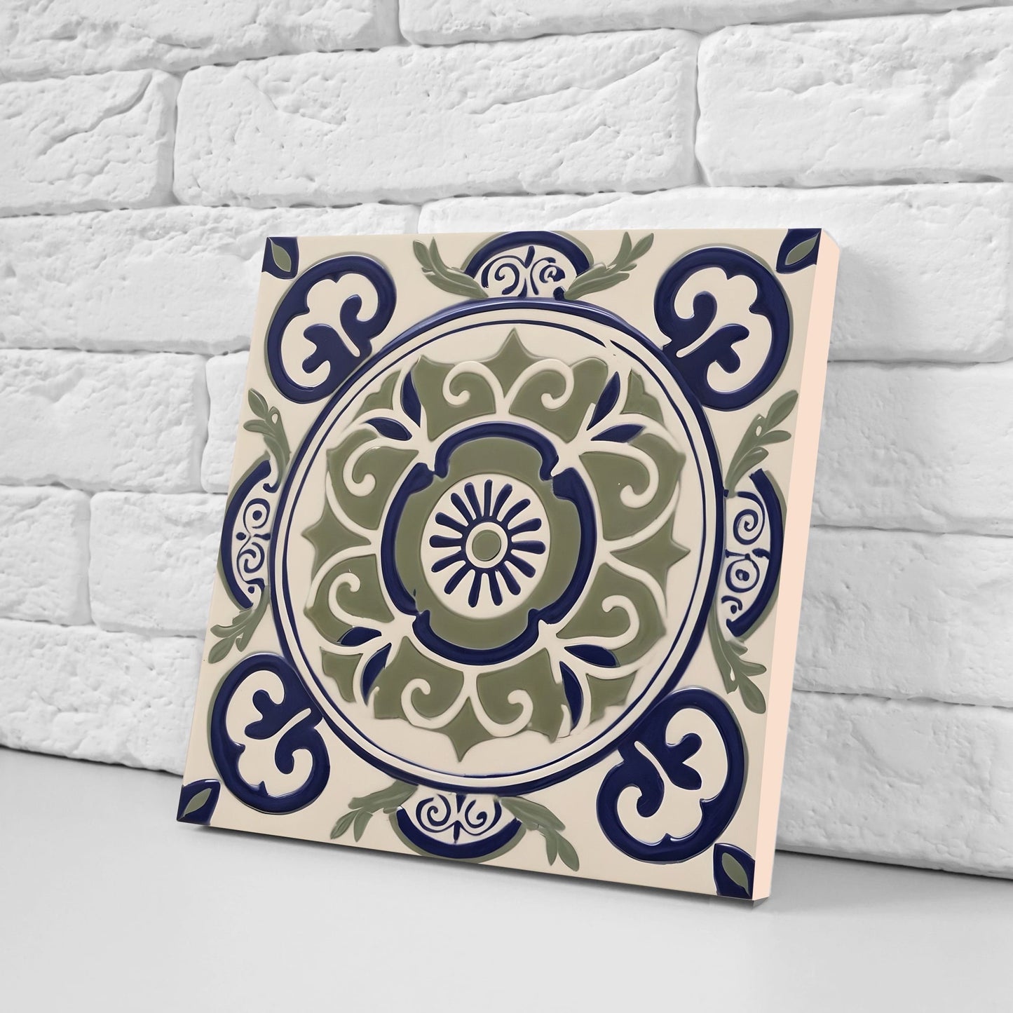 Greek Mediterranean Tiles - Set of 2 Greek Wall Decor Tiles - Kitchen Backsplash Tiles, Table Decorative Tiles, Bathroom Tiles, Coaster