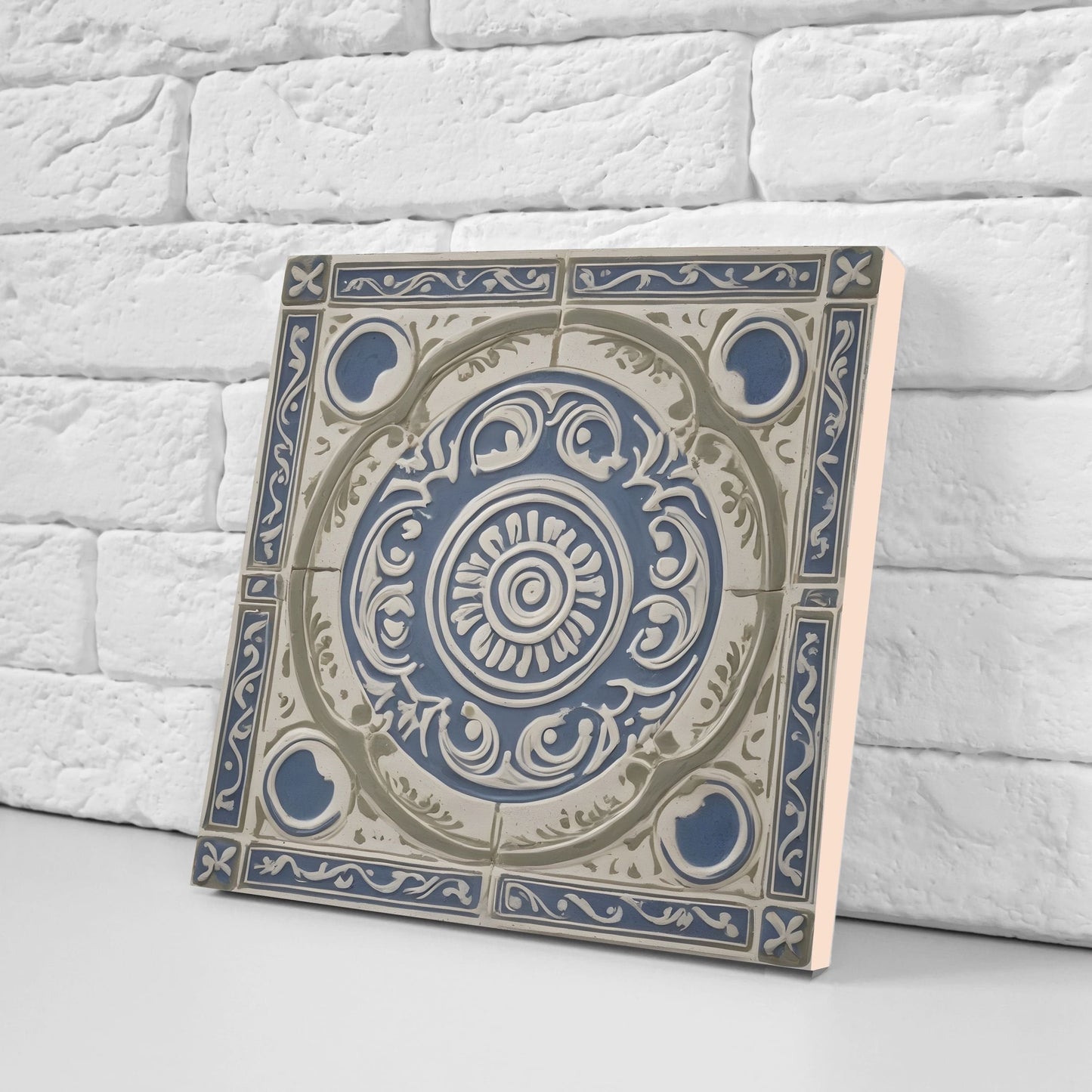 Greek Mediterranean Tiles - Set of 2 Greek Wall Decor Tiles - Kitchen Backsplash Tiles, Table Decorative Tiles, Bathroom Tiles, Coaster