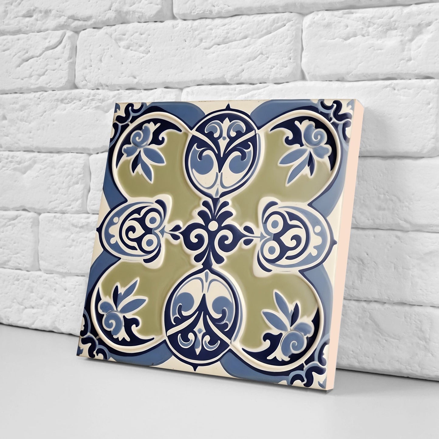 Greek Mediterranean Tiles - Set of 2 Greek Wall Decor Tiles - Kitchen Backsplash Tiles, Table Decorative Tiles, Bathroom Tiles, Coaster