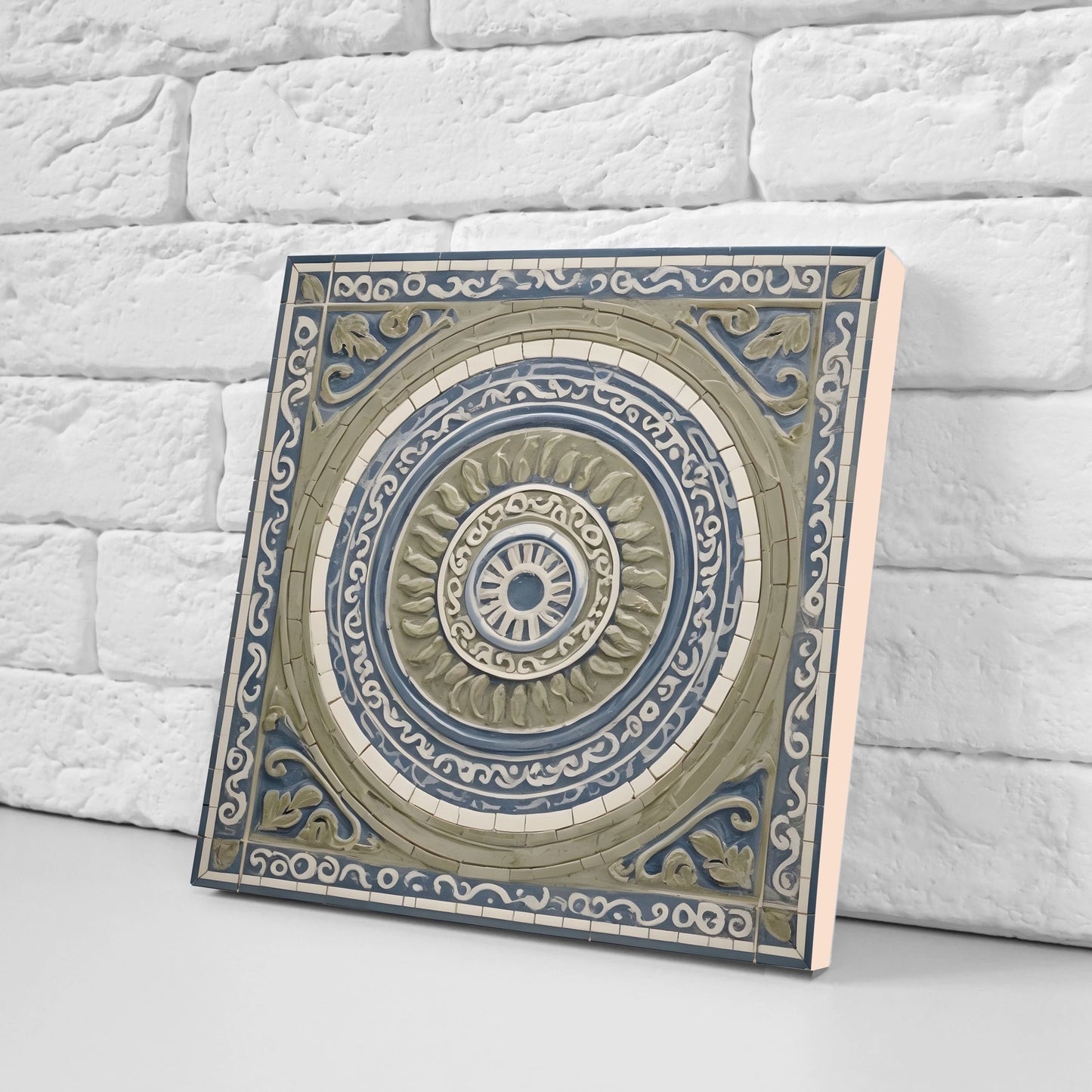 Greek Mediterranean Tiles - Set of 2 Greek Wall Decor Tiles - Kitchen Backsplash Tiles, Table Decorative Tiles, Bathroom Tiles, Coaster
