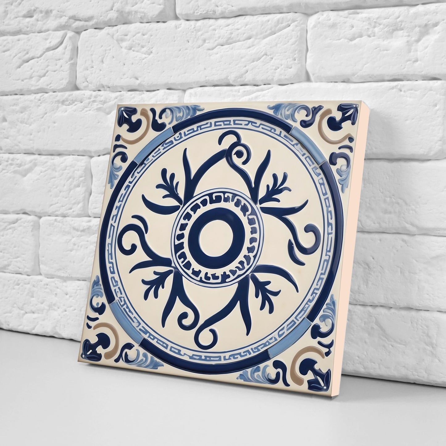 Greek Mediterranean Tiles - Set of 2 Greek Wall Decor Tiles - Kitchen Backsplash Tiles, Table Decorative Tiles, Bathroom Tiles, Coaster