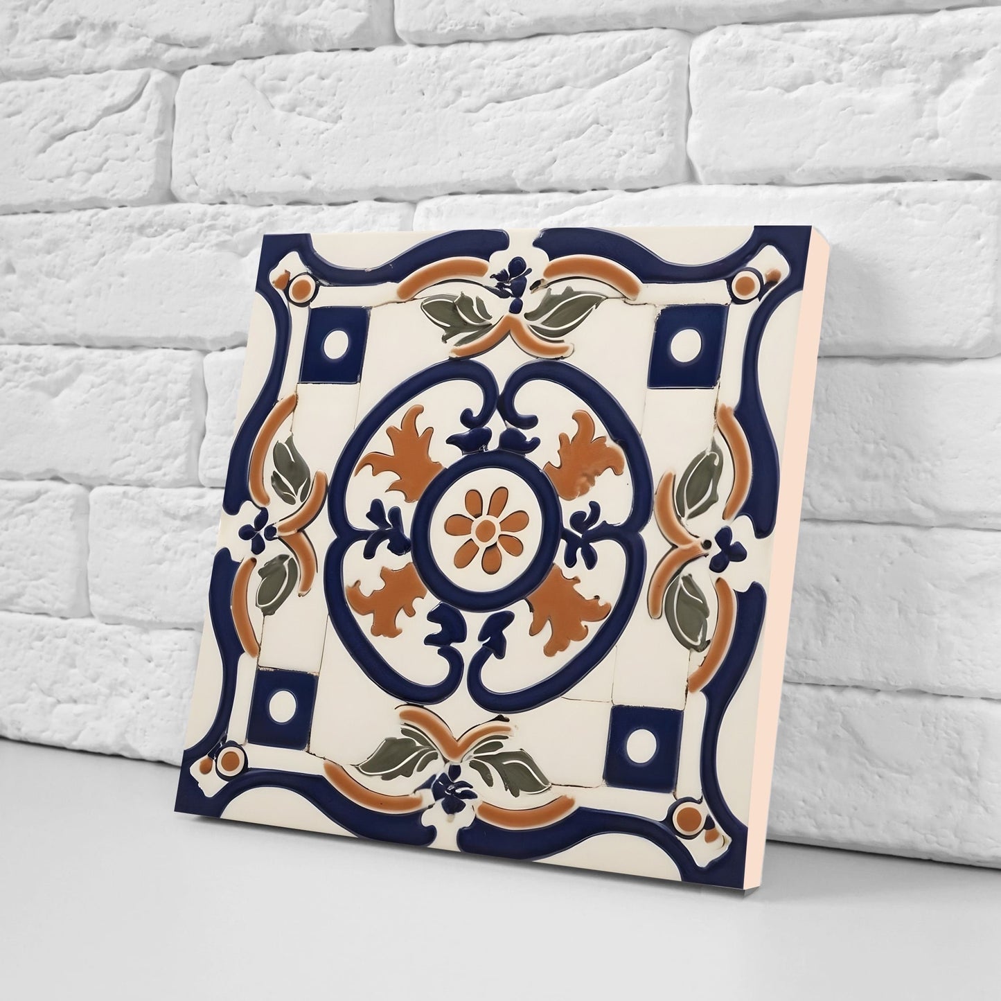 Greek Mediterranean Tiles - Set of 2 Greek Wall Decor Tiles - Kitchen Backsplash Tiles, Table Decorative Tiles, Bathroom Tiles, Coaster