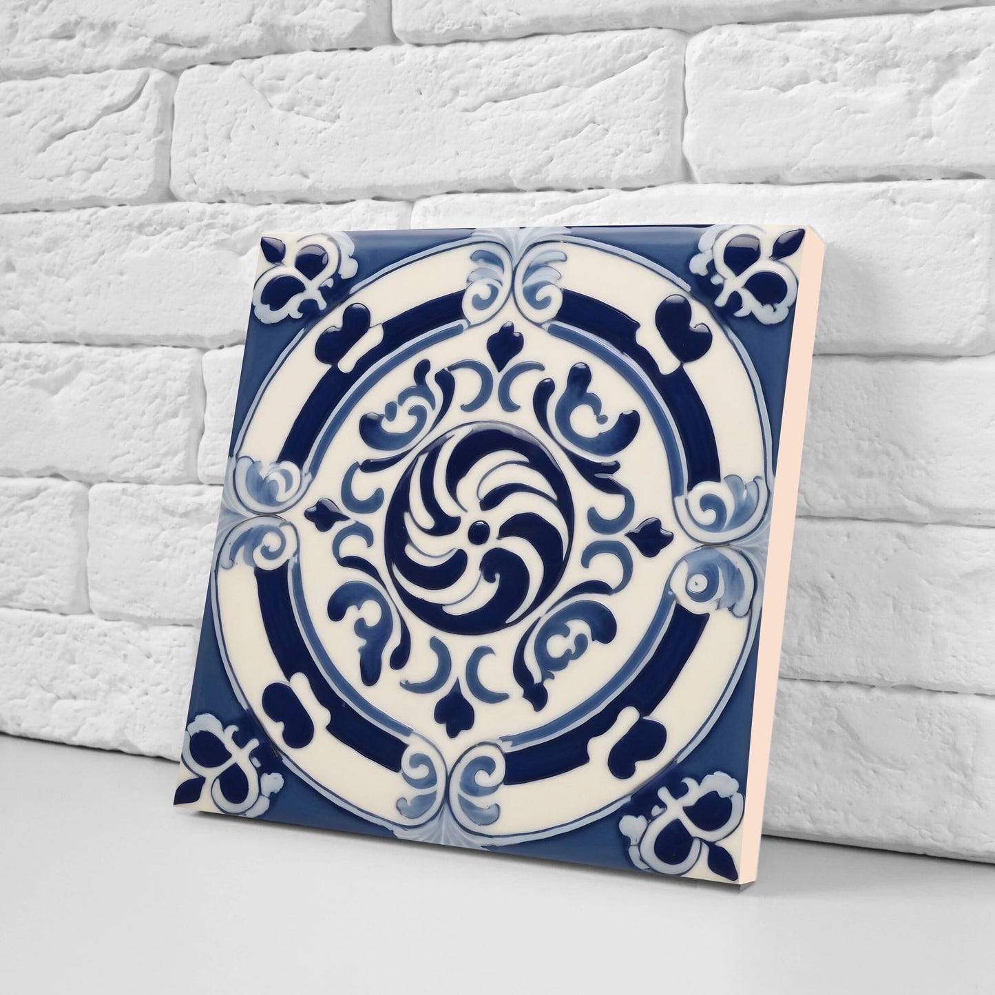 Greek Mediterranean Tiles - Set of 2 Greek Wall Decor Tiles - Kitchen Backsplash Tiles, Table Decorative Tiles, Bathroom Tiles, Coaster
