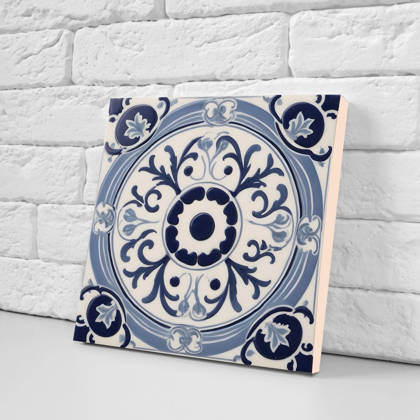 Greek Mediterranean Tiles - Set of 2 Greek Wall Decor Tiles - Kitchen Backsplash Tiles, Table Decorative Tiles, Bathroom Tiles, Coaster