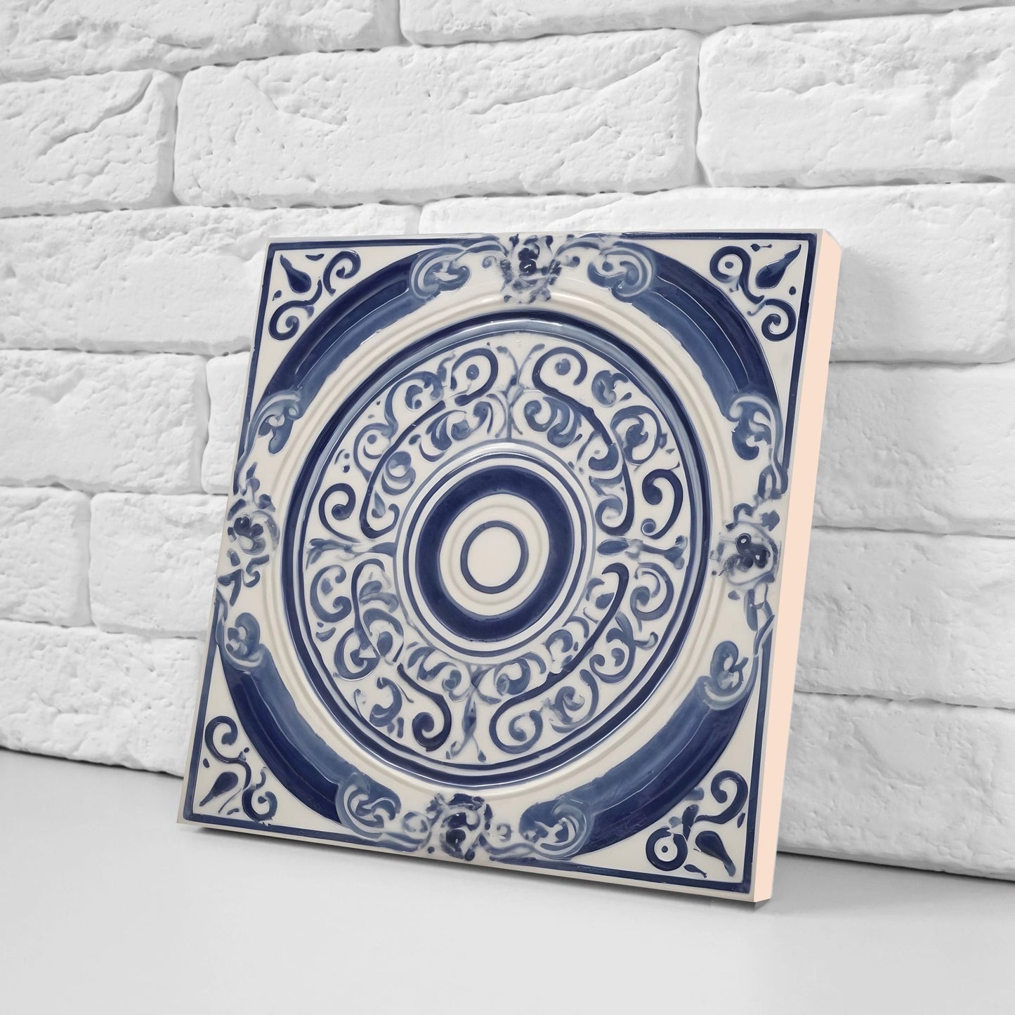 Greek Mediterranean Tiles - Set of 2 Greek Wall Decor Tiles - Kitchen Backsplash Tiles, Table Decorative Tiles, Bathroom Tiles, Coaster