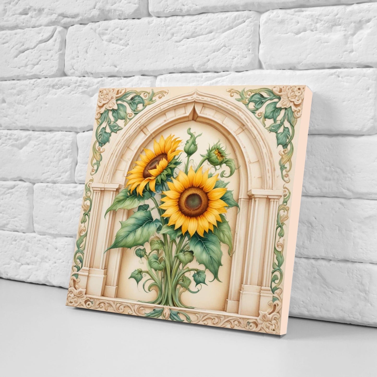 Art Nouveau Flower Ceramic Tiles - Set of 2 Art Nouveau Wall Decor Tiles - Kitchen Backsplash Tiles, Table Decorative Tiles, Bathroom Tiles