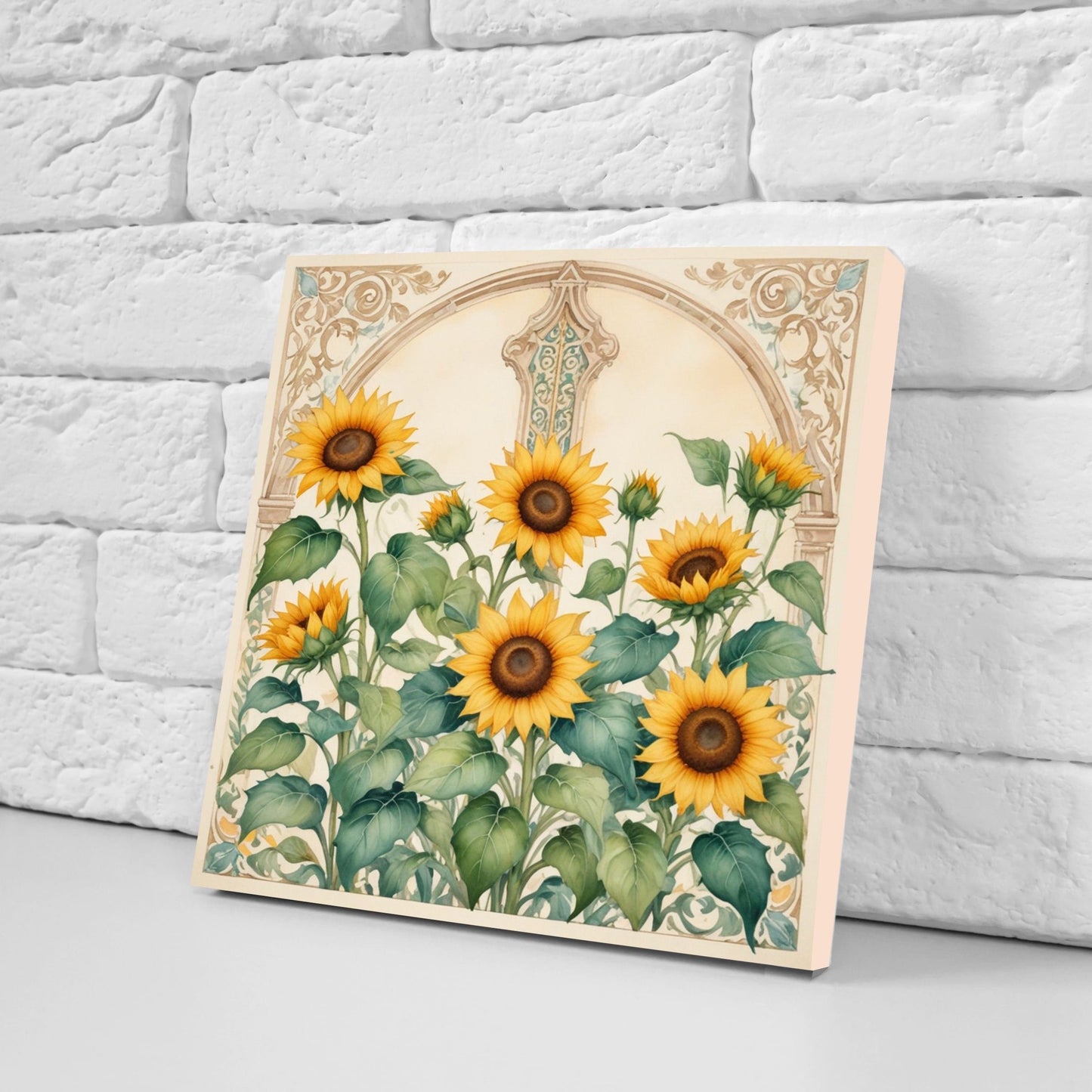 Art Nouveau Flower Ceramic Tiles - Set of 2 Art Nouveau Wall Decor Tiles - Kitchen Backsplash Tiles, Table Decorative Tiles, Bathroom Tiles