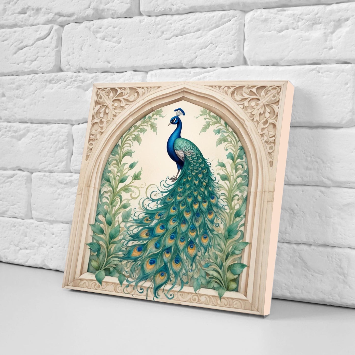 Art Nouveau Peacock Ceramic tiles -Set of 2 Art Nouveau Bird Wall Decor Tiles - Peacock Print, Kitchen Backsplash Tiles, Bathroom Tiles