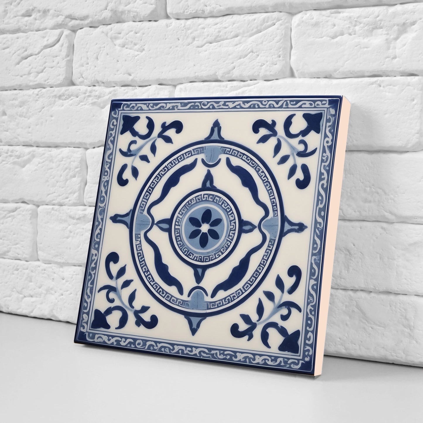 Greek Mediterranean Tiles - Set of 2 Greek Wall Decor Tiles - Kitchen Backsplash Tiles, Table Decorative Tiles, Bathroom Tiles, Coaster