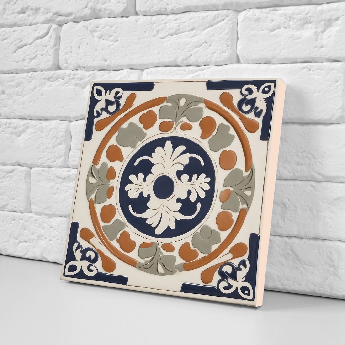 Greek Mediterranean Tiles - Set of 2 Greek Wall Decor Tiles - Kitchen Backsplash Tiles, Table Decorative Tiles, Bathroom Tiles, Coaster