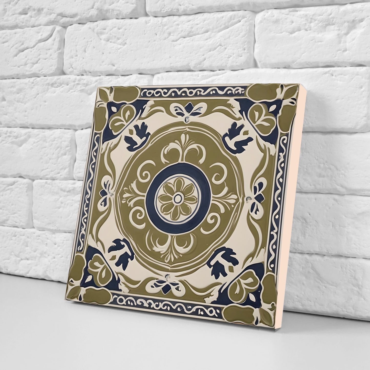 Greek Mediterranean Tiles - Set of 2 Greek Wall Decor Tiles - Kitchen Backsplash Tiles, Table Decorative Tiles, Bathroom Tiles, Coaster