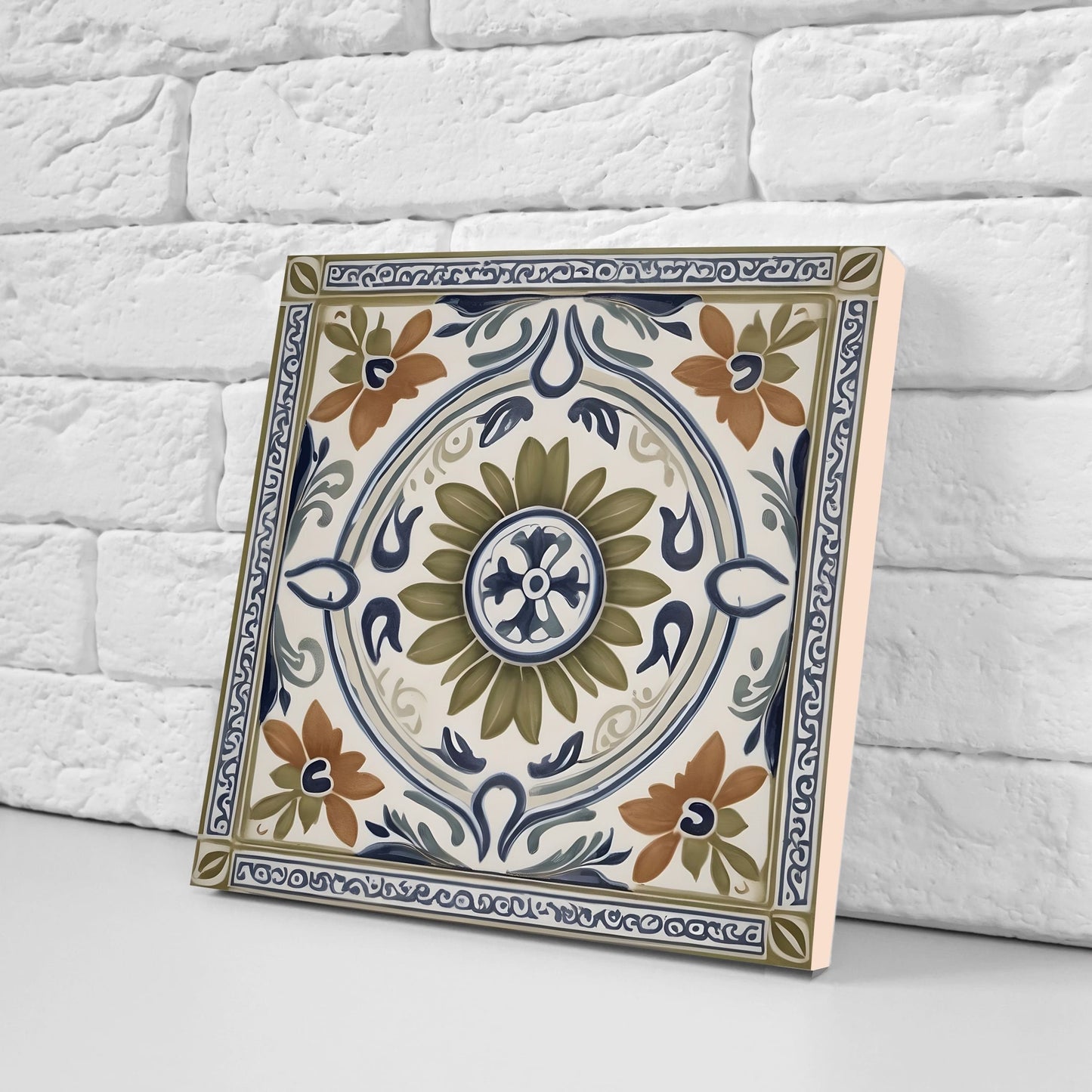 Greek Mediterranean Tiles - Set of 2 Greek Wall Decor Tiles - Kitchen Backsplash Tiles, Table Decorative Tiles, Bathroom Tiles, Coaster