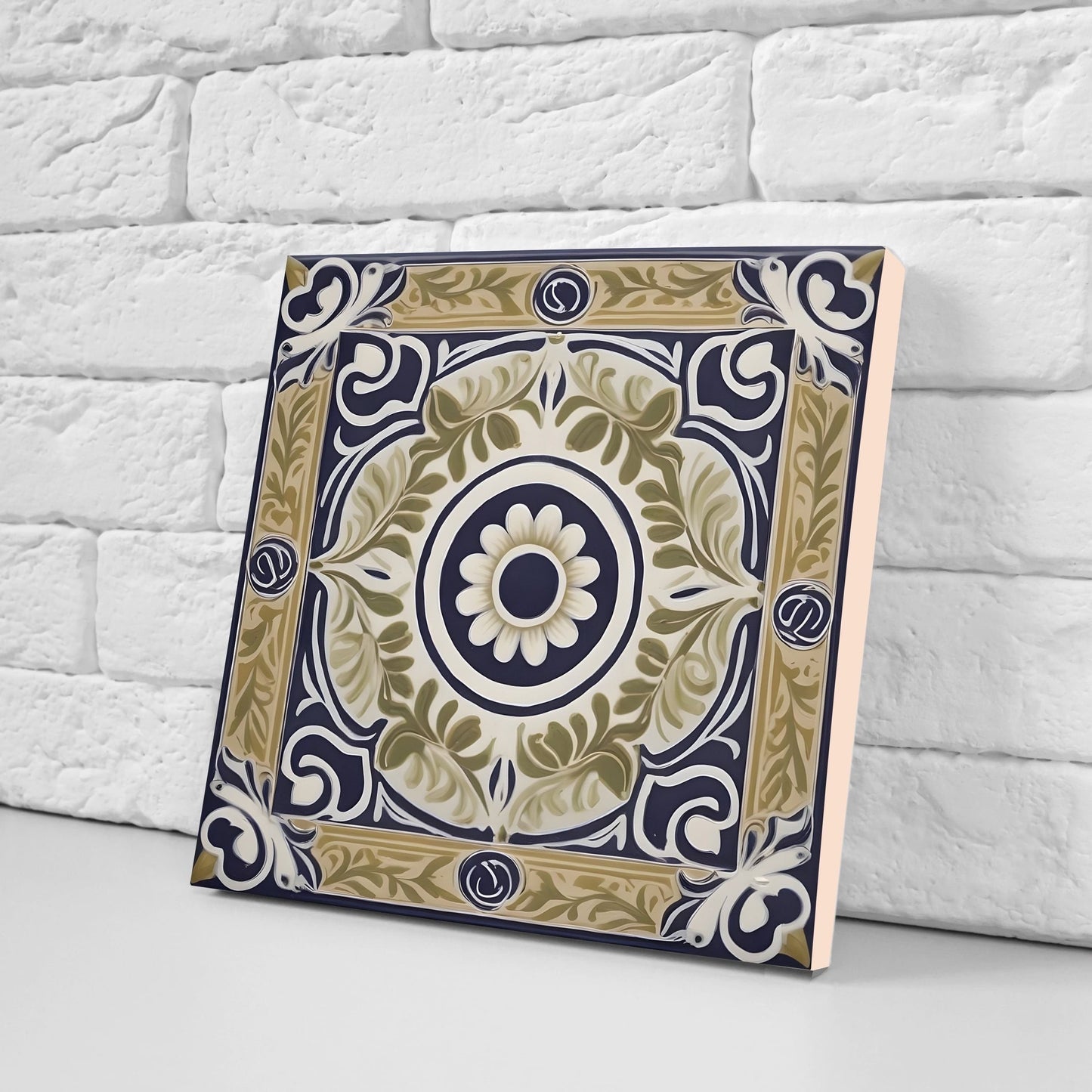 Greek Mediterranean Tiles - Set of 2 Greek Wall Decor Tiles - Kitchen Backsplash Tiles, Table Decorative Tiles, Bathroom Tiles, Coaster