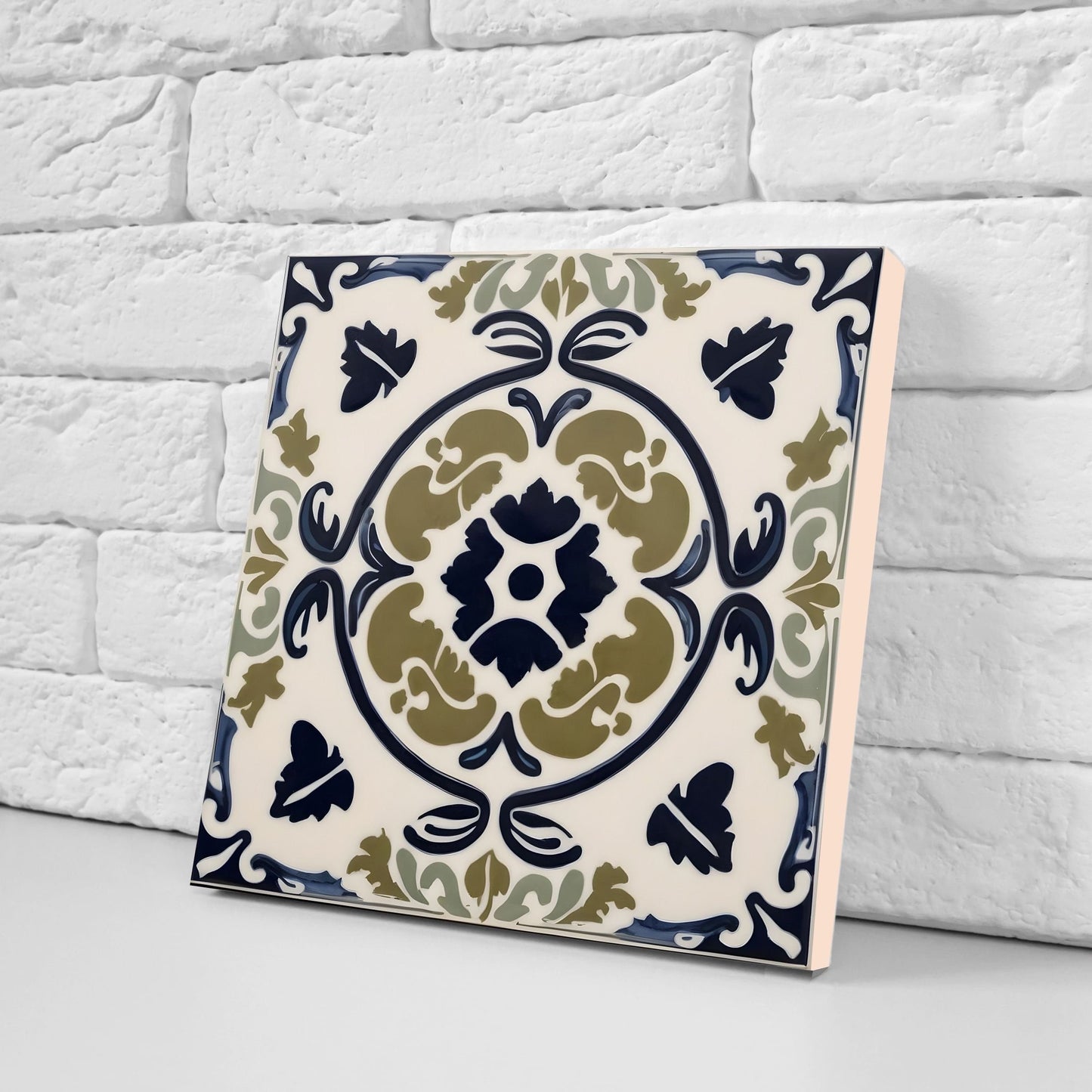 Greek Mediterranean Tiles - Set of 2 Greek Wall Decor Tiles - Kitchen Backsplash Tiles, Table Decorative Tiles, Bathroom Tiles, Coaster