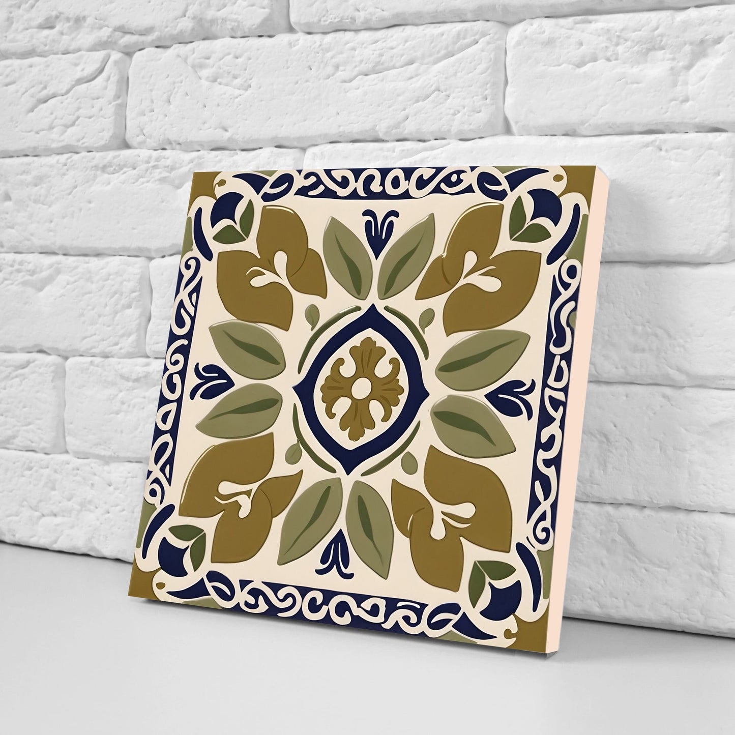 Greek Mediterranean Tiles - Set of 2 Greek Wall Decor Tiles - Kitchen Backsplash Tiles, Table Decorative Tiles, Bathroom Tiles, Coaster