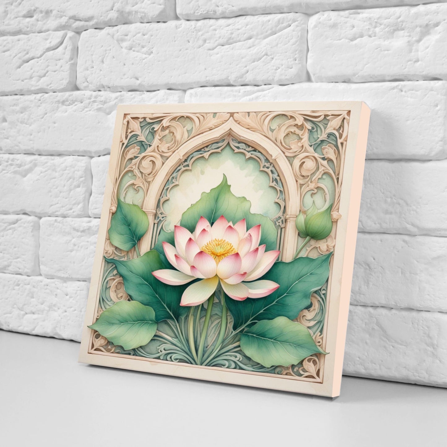 Art Nouveau Flower Ceramic Tiles - Set of 2 Art Nouveau Wall Decor Tiles - Kitchen Backsplash Tiles, Table Decorative Tiles, Bathroom Tiles