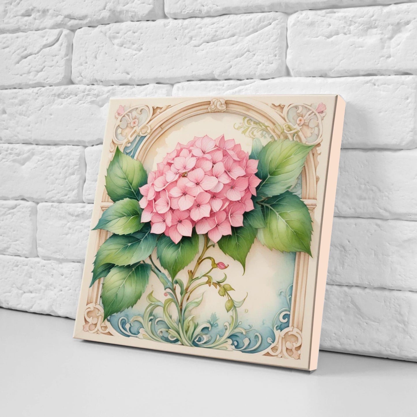 Art Nouveau Flower Ceramic tiles - Set of 2 Art Nouveau Wall Decor Tiles - Kitchen Backsplash Tiles, Table Decorative Tiles, Bathroom Tiles