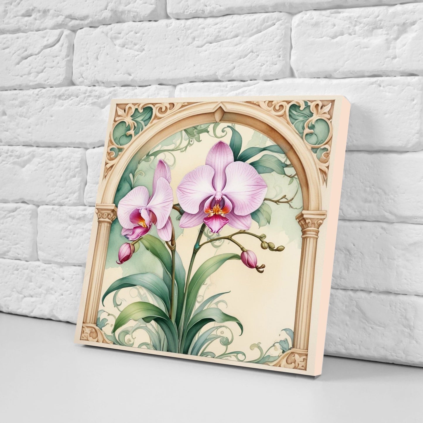 Art Nouveau Flower Ceramic Tiles - Set of 2 Art Nouveau Wall Decor Tiles - Kitchen Backsplash Tiles, Table Decorative Tiles, Bathroom Tiles