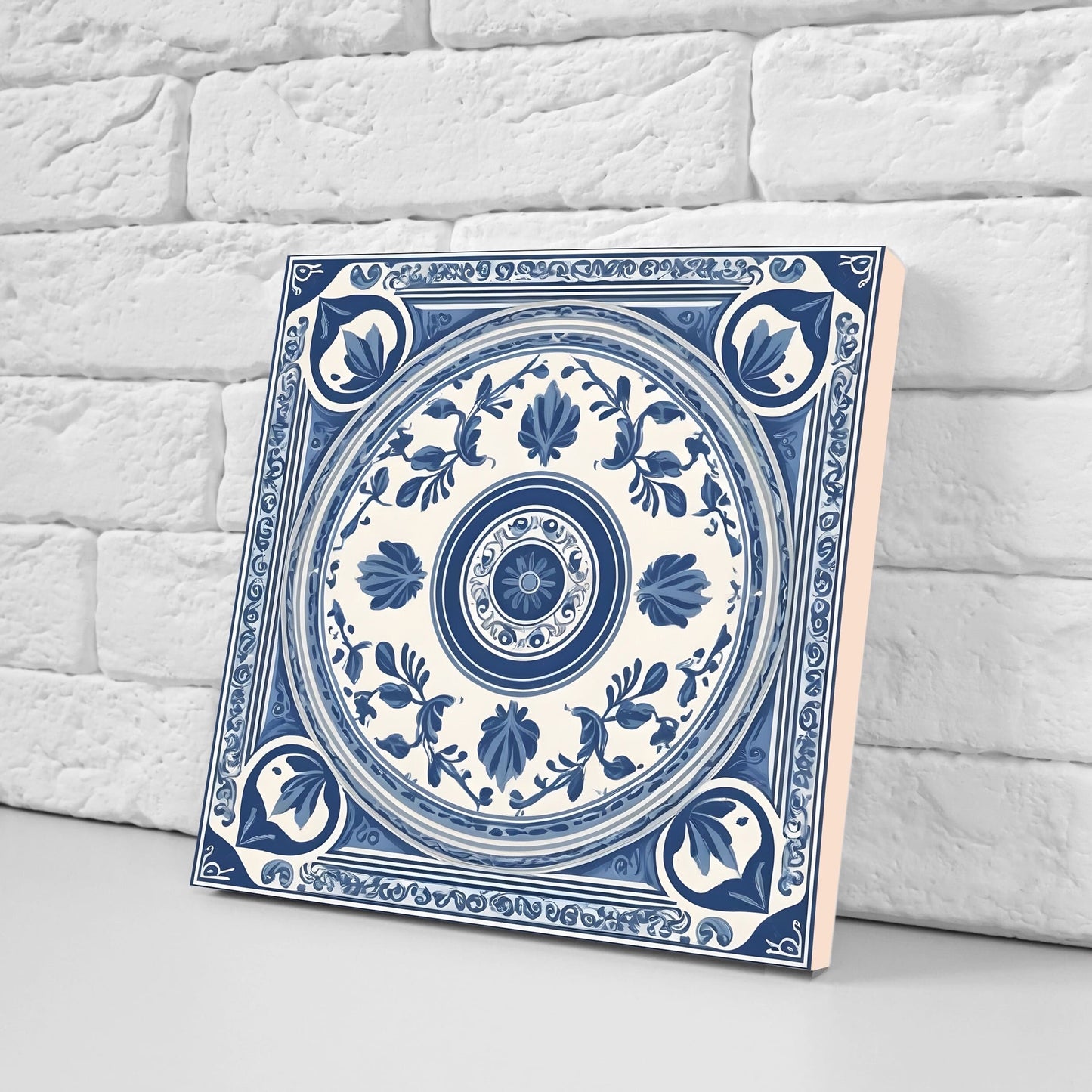 Greek Mediterranean Tiles - Set of 2 Greek Wall Decor Tiles - Kitchen Backsplash Tiles, Table Decorative Tiles, Bathroom Tiles, Coaster