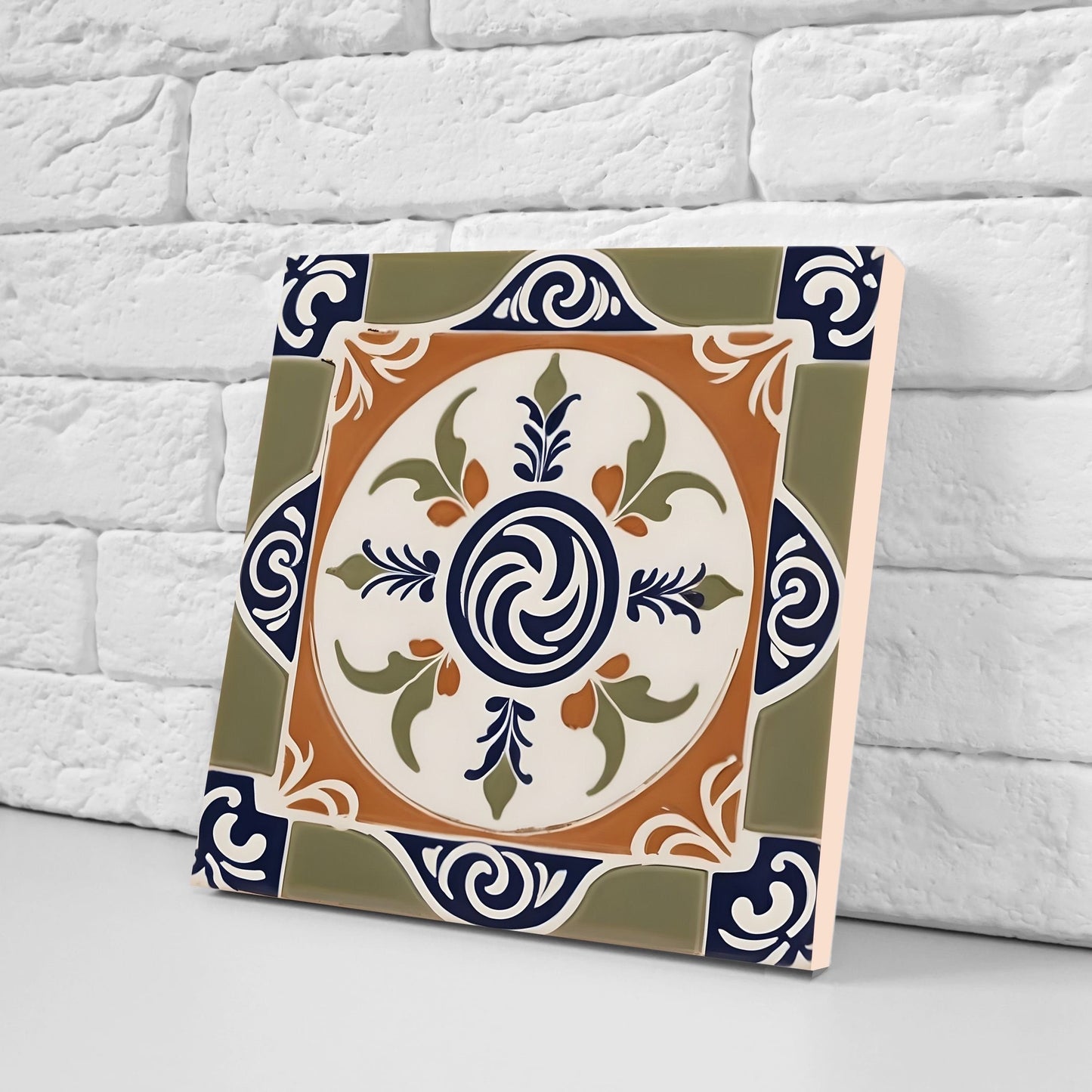 Greek Mediterranean Tiles - Set of 2 Greek Wall Decor Tiles - Kitchen Backsplash Tiles, Table Decorative Tiles, Bathroom Tiles, Coaster