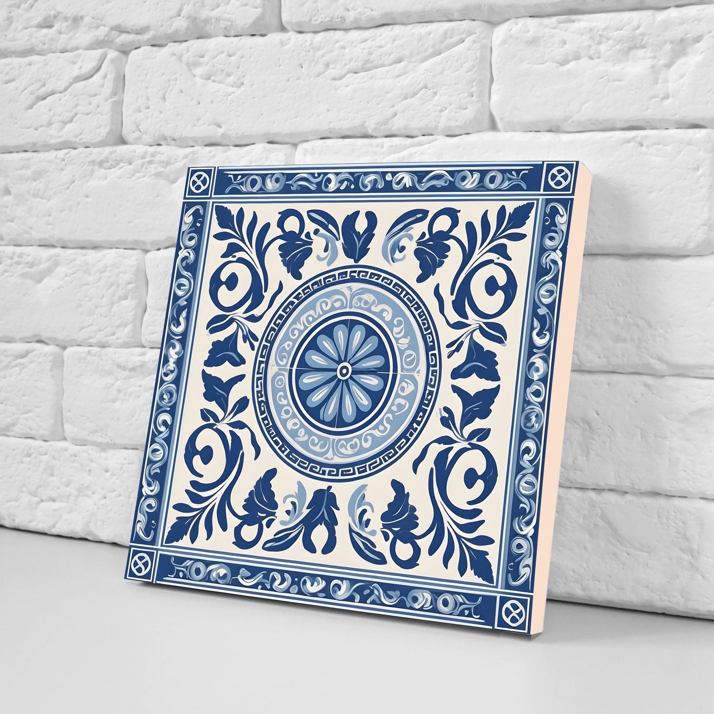 Greek Mediterranean Tiles - Set of 2 Greek Wall Decor Tiles - Kitchen Backsplash Tiles, Table Decorative Tiles, Bathroom Tiles, Coaster