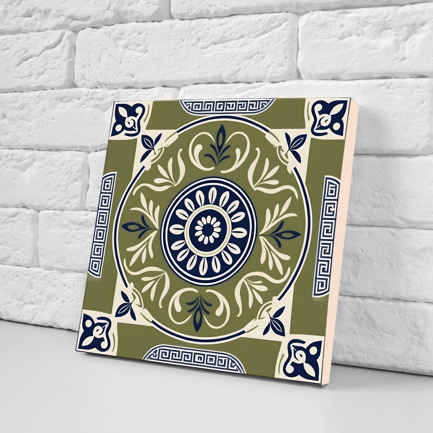Greek Mediterranean Tiles - Set of 2 Greek Wall Decor Tiles - Kitchen Backsplash Tiles, Table Decorative Tiles, Bathroom Tiles, Coaster