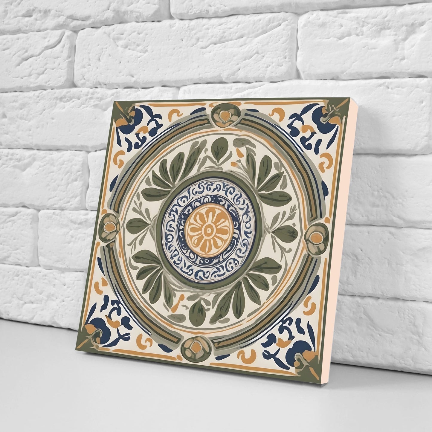 Greek Mediterranean Tiles - Set of 2 Greek Wall Decor Tiles - Kitchen Backsplash Tiles, Table Decorative Tiles, Bathroom Tiles, Coaster