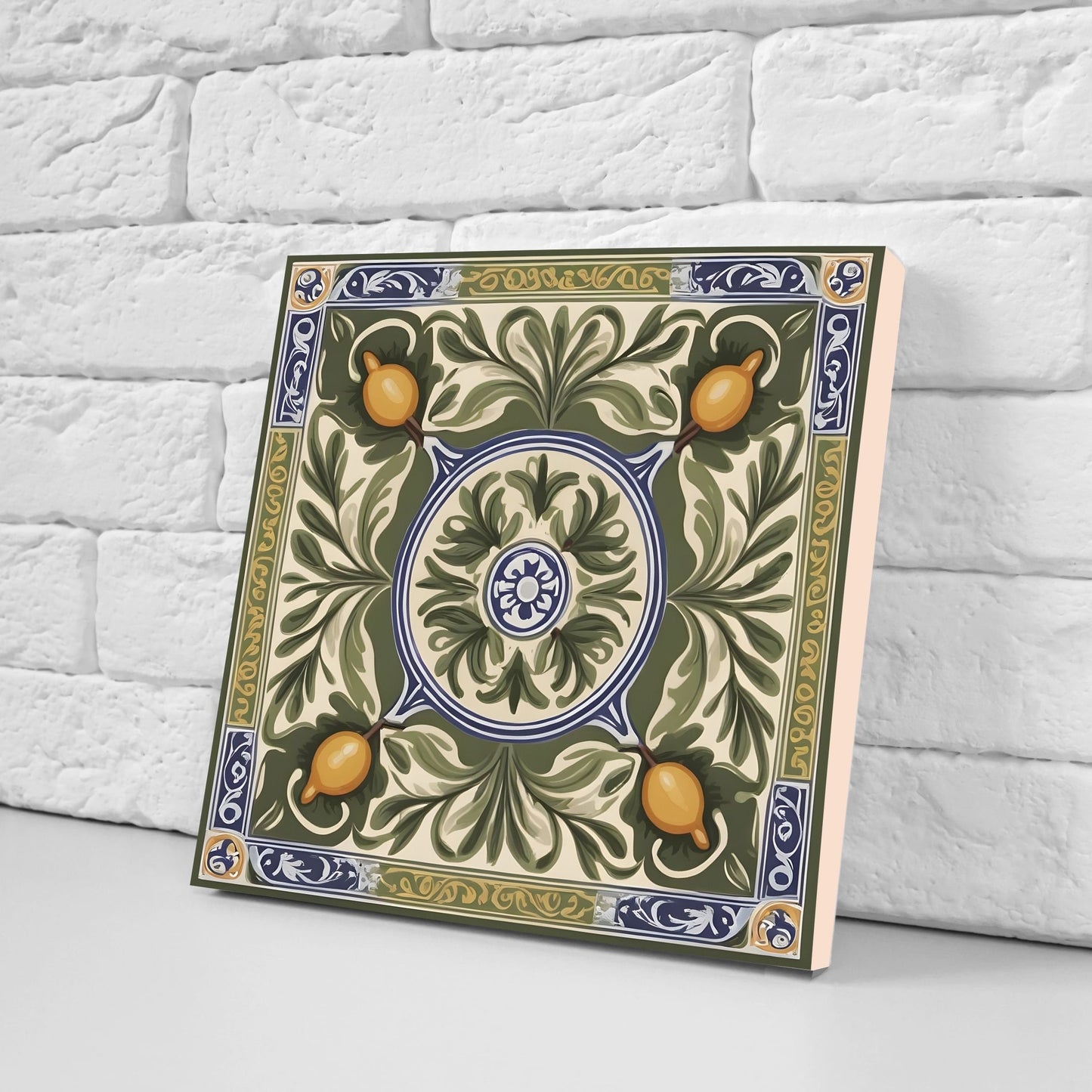 Greek Mediterranean Tiles - Set of 2 Greek Wall Decor Tiles - Kitchen Backsplash Tiles, Table Decorative Tiles, Bathroom Tiles, Coaster
