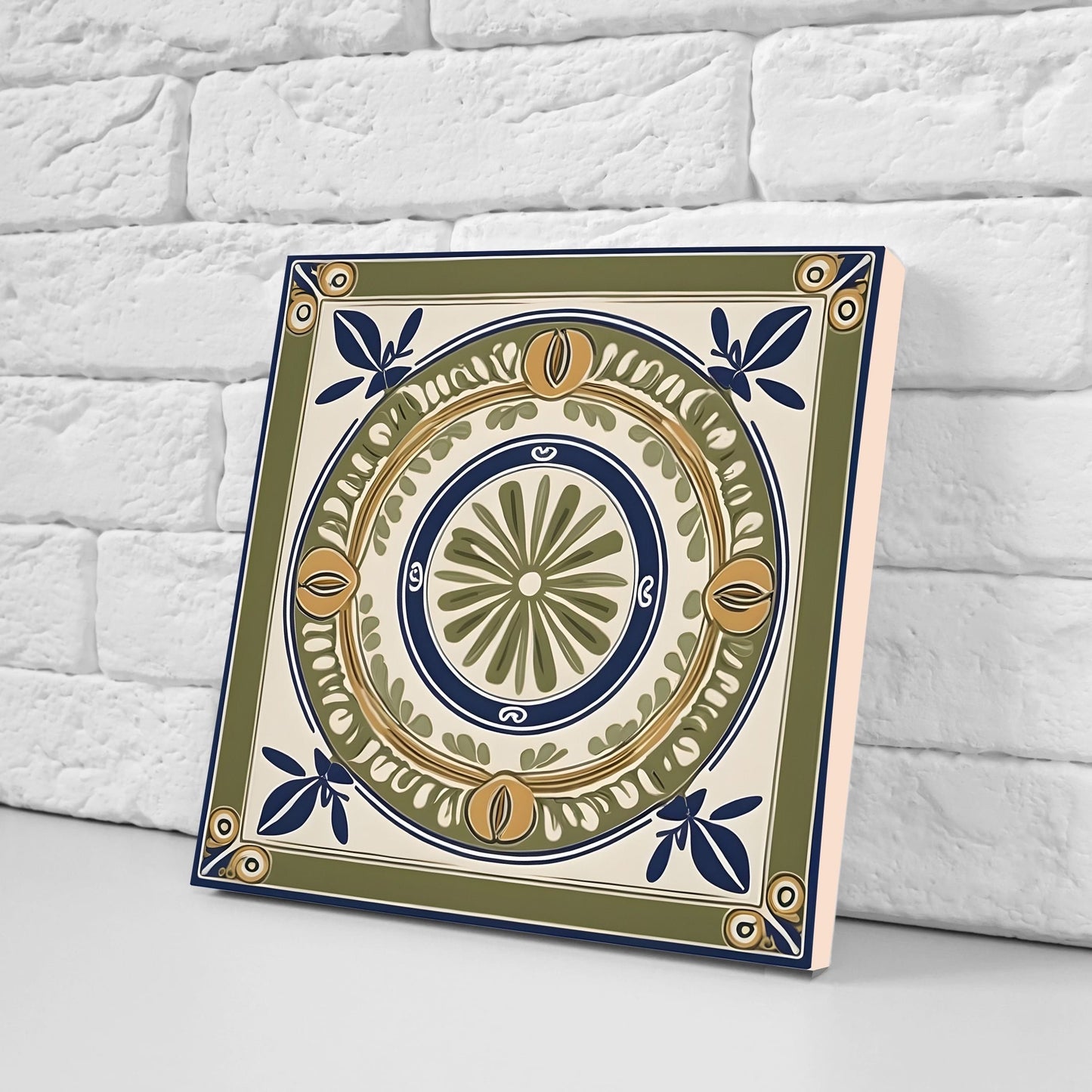 Greek Mediterranean Tiles - Set of 2 Greek Wall Decor Tiles - Kitchen Backsplash Tiles, Table Decorative Tiles, Bathroom Tiles, Coaster