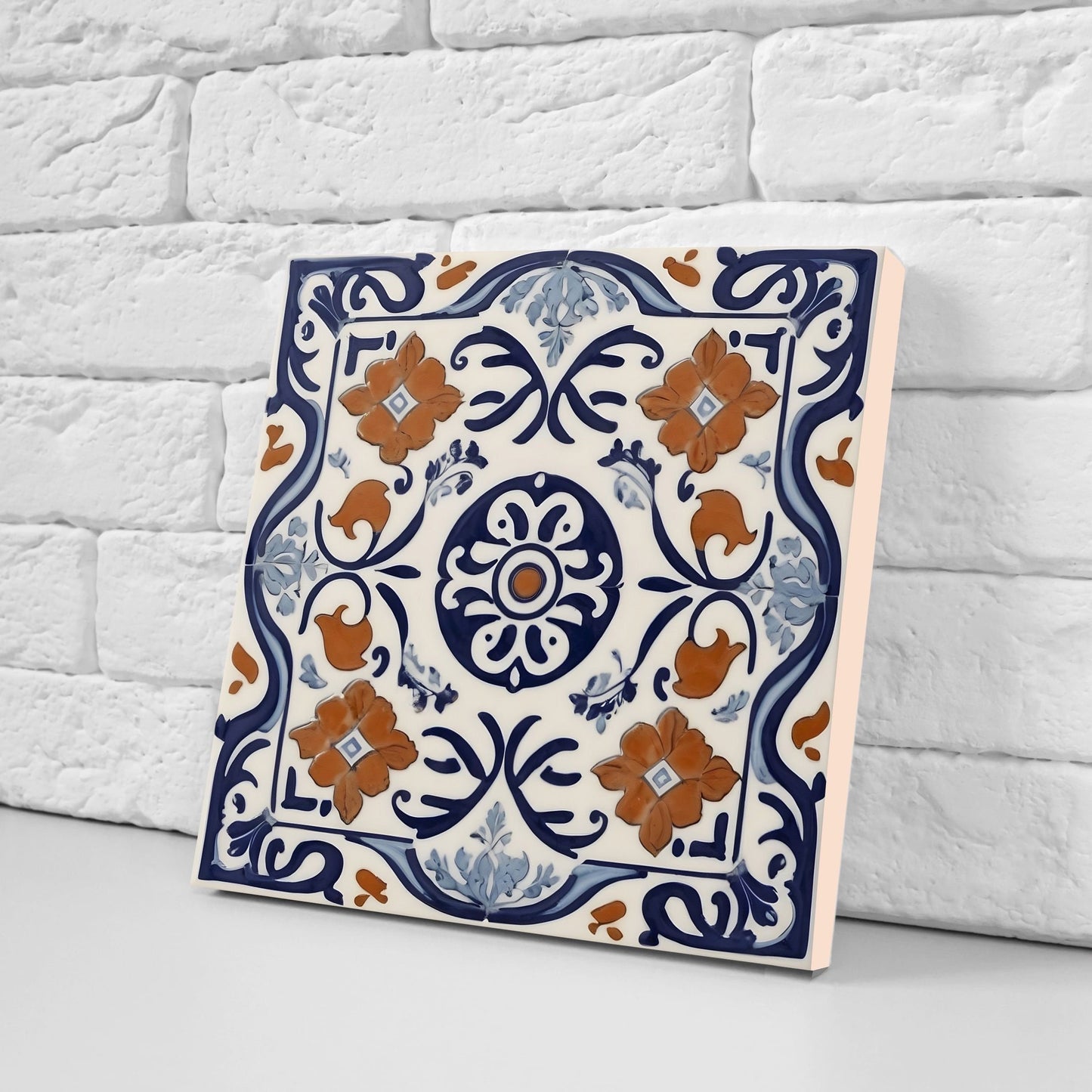 Greek Mediterranean Tiles - Set of 2 Greek Wall Decor Tiles - Kitchen Backsplash Tiles, Table Decorative Tiles, Bathroom Tiles, Coaster