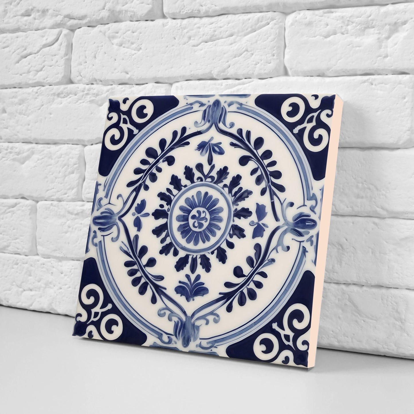 Greek Mediterranean Tiles - Set of 2 Greek Wall Decor Tiles - Kitchen Backsplash Tiles, Table Decorative Tiles, Bathroom Tiles, Coaster