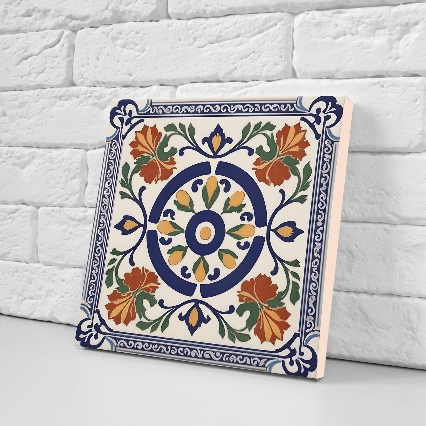 Greek Mediterranean Tiles - Set of 2 Greek Wall Decor Tiles - Kitchen Backsplash Tiles, Table Decorative Tiles, Bathroom Tiles, Coaster