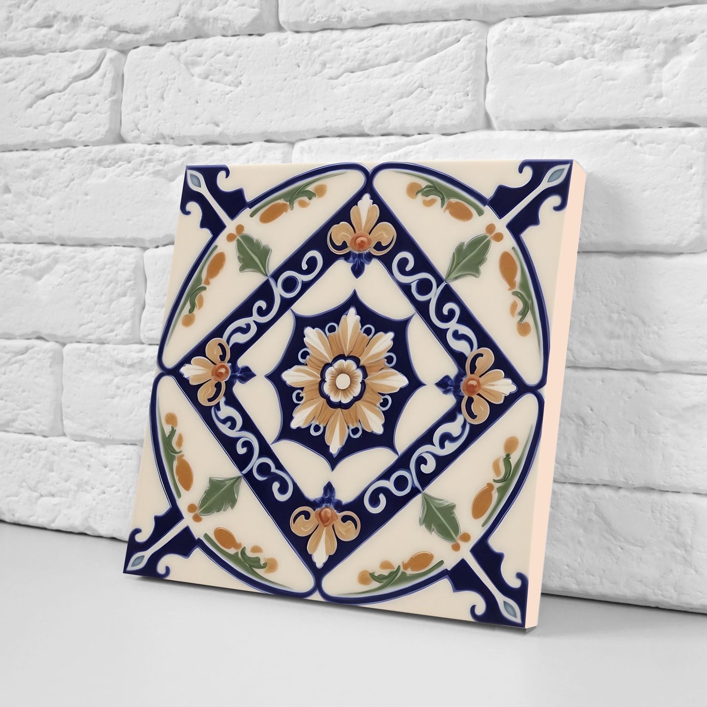 Greek Mediterranean Tiles - Set of 2 Greek Wall Decor Tiles - Kitchen Backsplash Tiles, Table Decorative Tiles, Bathroom Tiles, Coaster