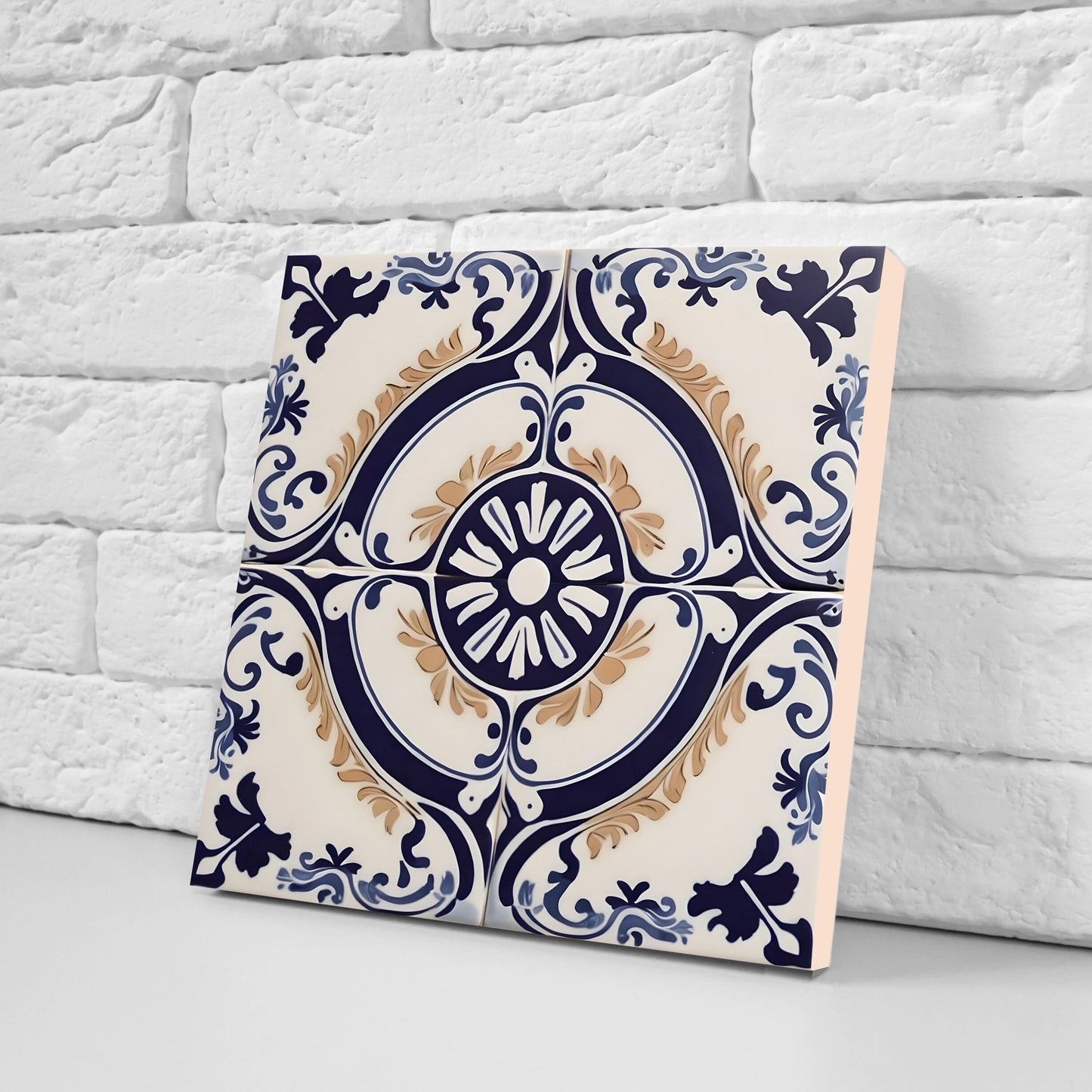 Greek Mediterranean Tiles - Set of 2 Greek Wall Decor Tiles - Kitchen Backsplash Tiles, Table Decorative Tiles, Bathroom Tiles, Coaster