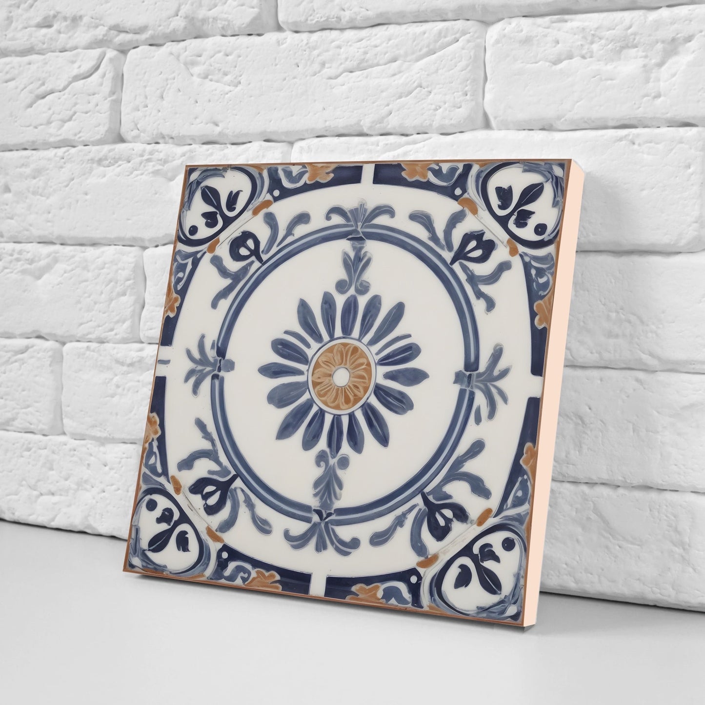 Greek Mediterranean Tiles - Set of 2 Greek Wall Decor Tiles - Kitchen Backsplash Tiles, Table Decorative Tiles, Bathroom Tiles, Coaster