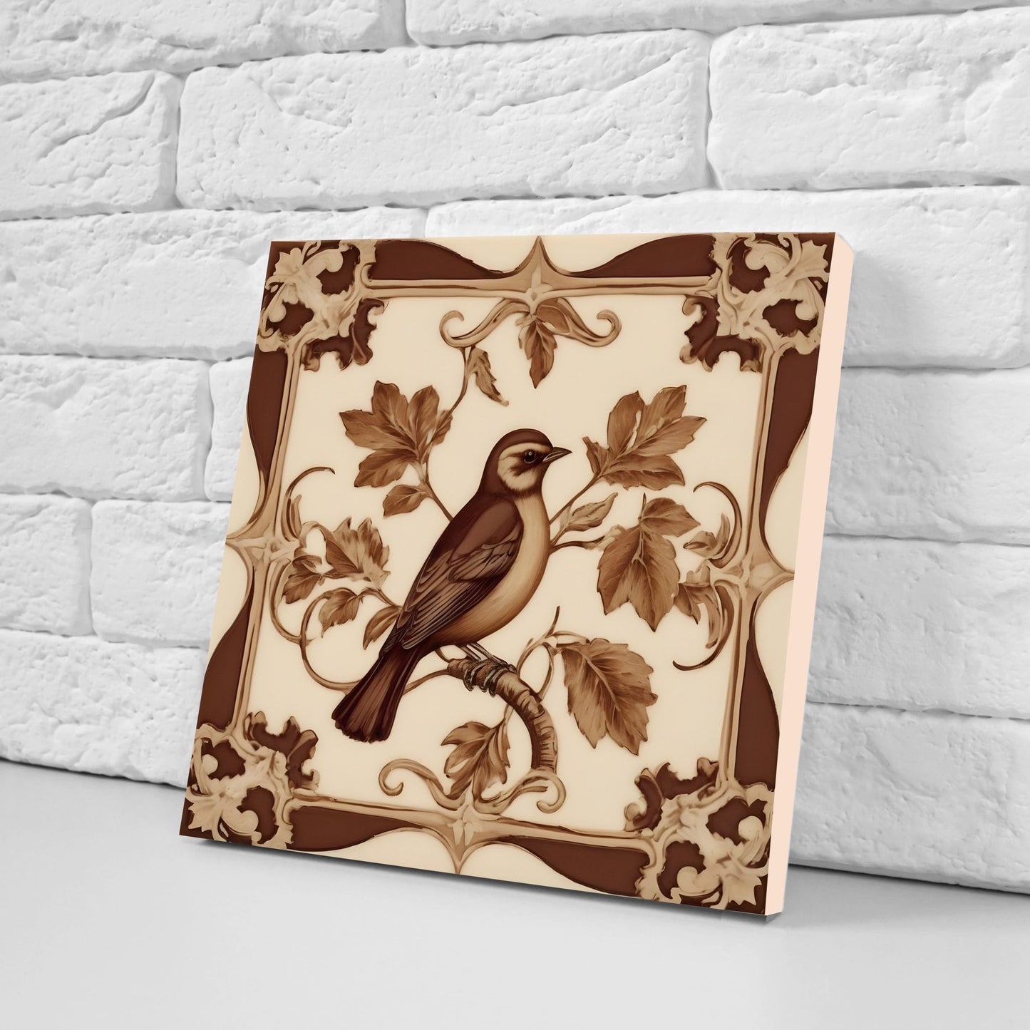 Victorian Tiles - Set of 2 Victorian Wall Decor Ceramic Bird Tiles-Kitchen Backsplash Tiles, Table Decorative Tiles, Bathroom Tiles, Coaster