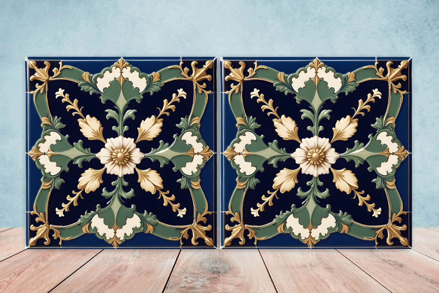 Victorian Tiles - Set of 2 Victorian Wall Decor Ceramic Tiles - Kitchen Backsplash Tiles, Table Decorative Tiles, Bathroom Tiles, Coaster