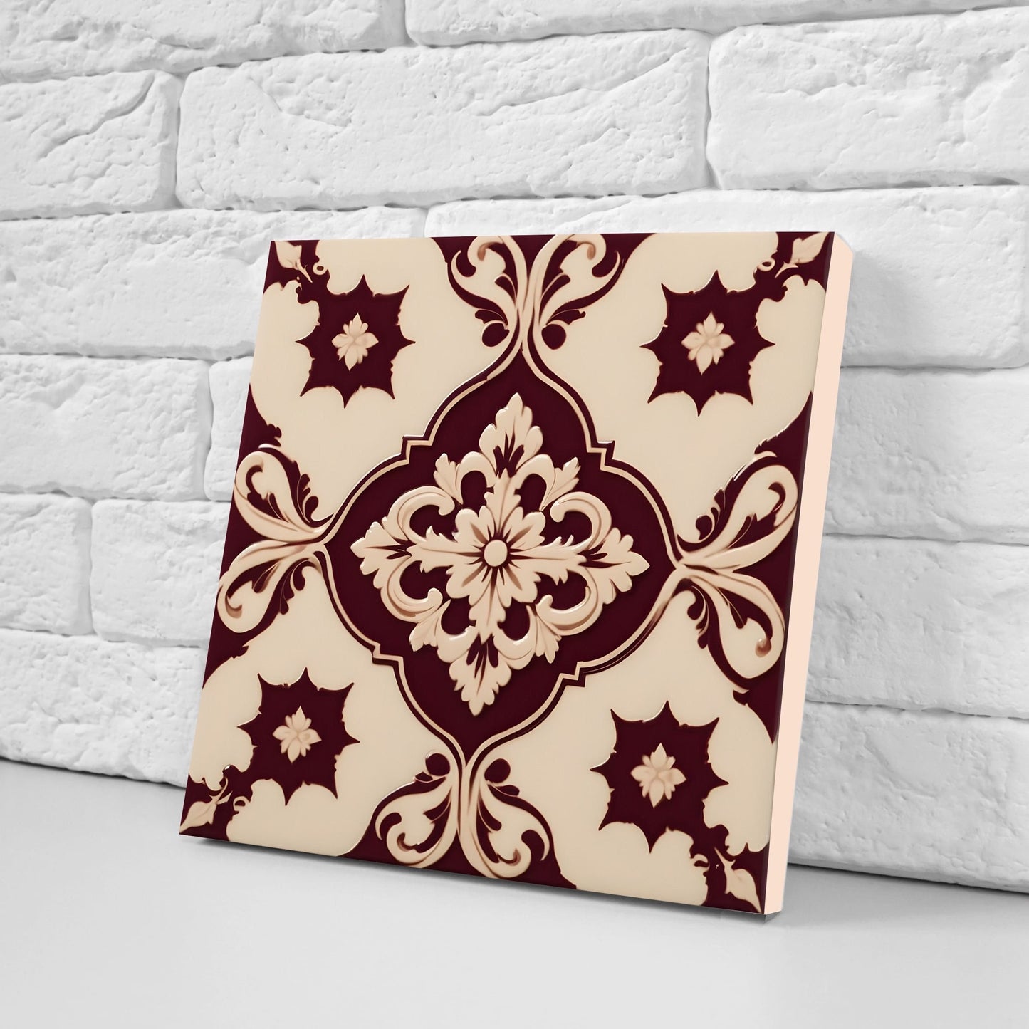 Victorian Tiles - Set of 2 Victorian Wall Decor Ceramic Tiles - Kitchen Backsplash Tiles, Table Decorative Tiles, Bathroom Tiles, Coaster