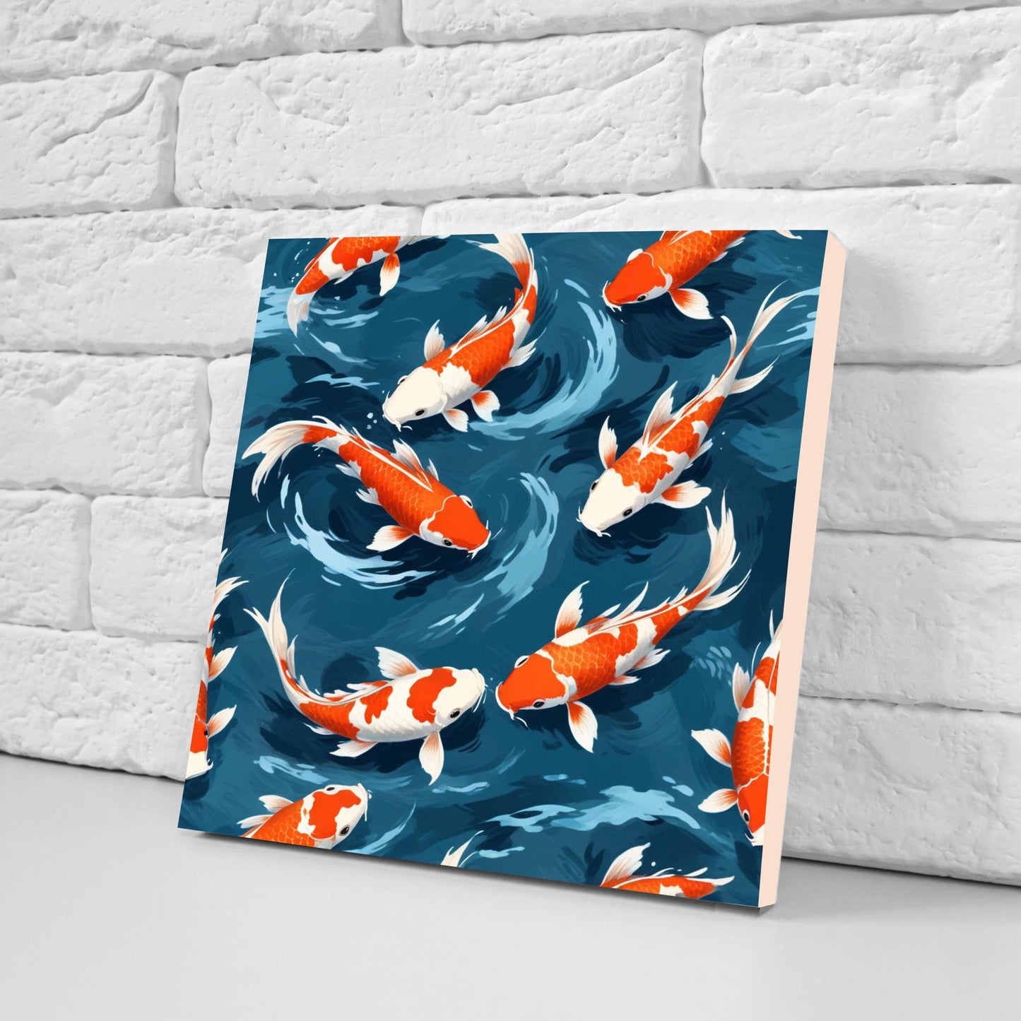 Koi Fish Ceramic Tile - Japanese Tiles -Set of 2 Wall Decor Tiles -Kitchen Backsplash Tiles,Table Decorative Tiles,Bathroom, Coaster