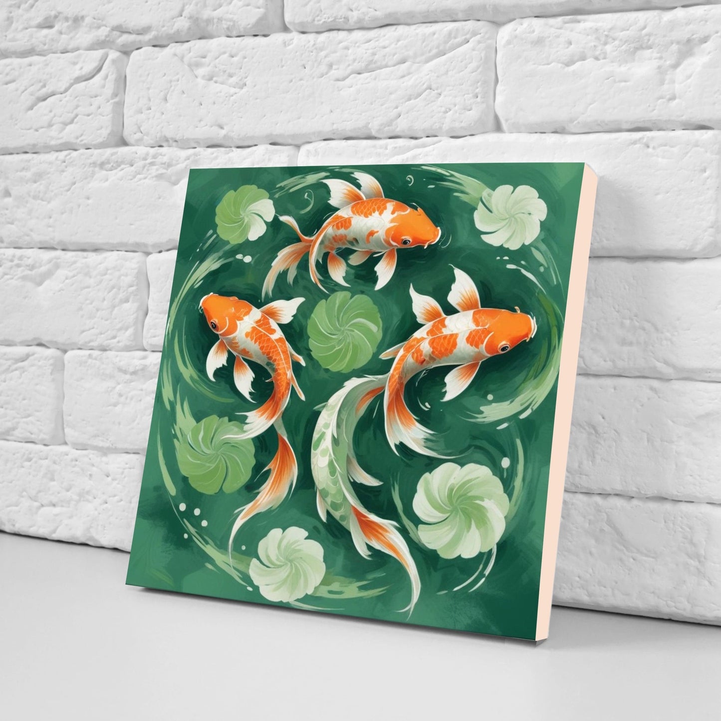 Koi Fish Ceramic Tile - Japanese Tiles -Set of 2 Wall Decor Tiles -Kitchen Backsplash Tiles,Table Decorative Tiles,Bathroom, Coaster