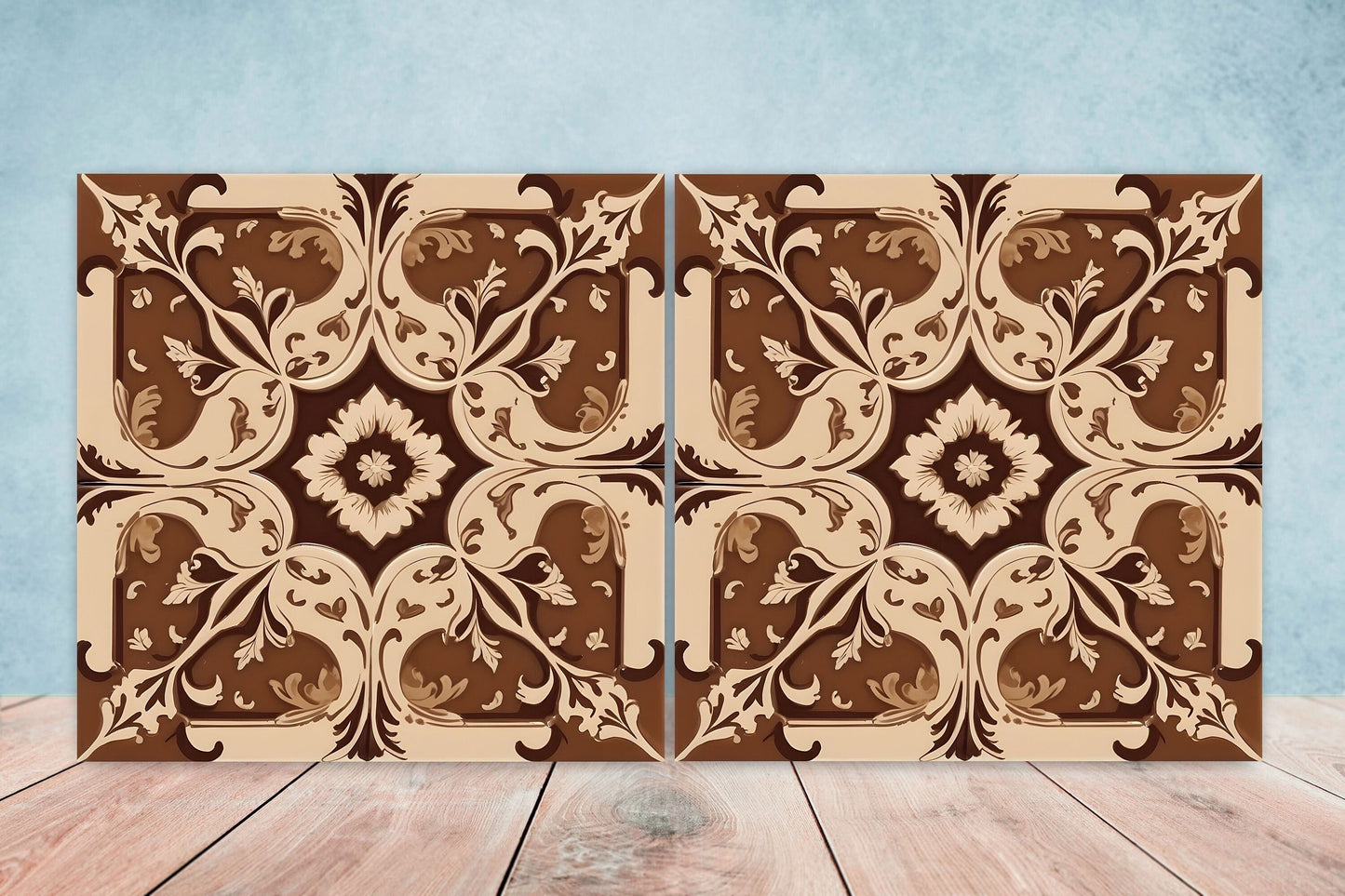 Victorian Tiles - Set of 2 Victorian Wall Decor Ceramic Tiles - Kitchen Backsplash Tiles, Table Decorative Tiles, Bathroom Tiles, Coaster