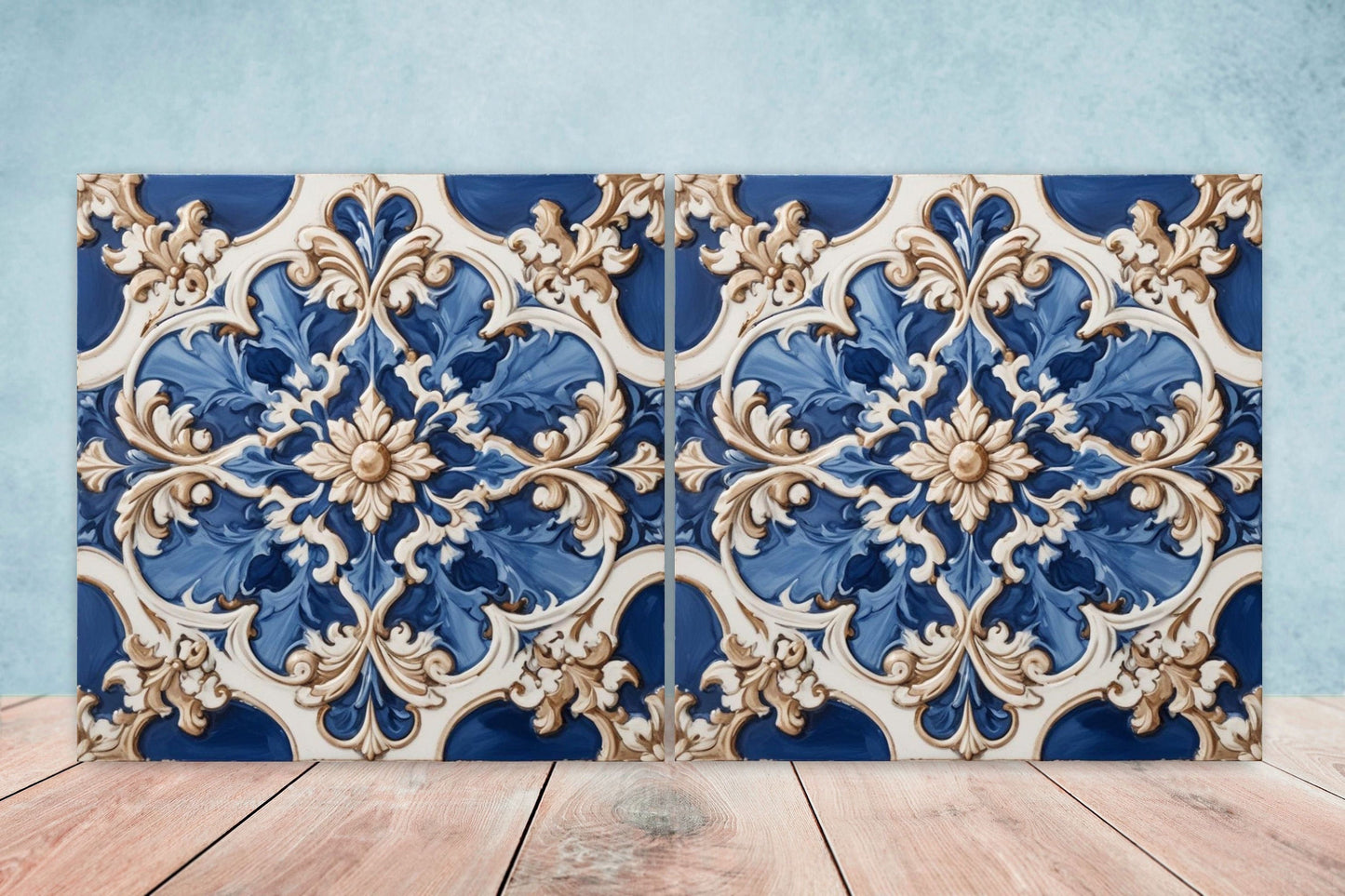 Victorian Tiles - Set of 2 Victorian Wall Decor Ceramic Tiles - Kitchen Backsplash Tiles, Table Decorative Tiles, Bathroom Tiles, Coaster