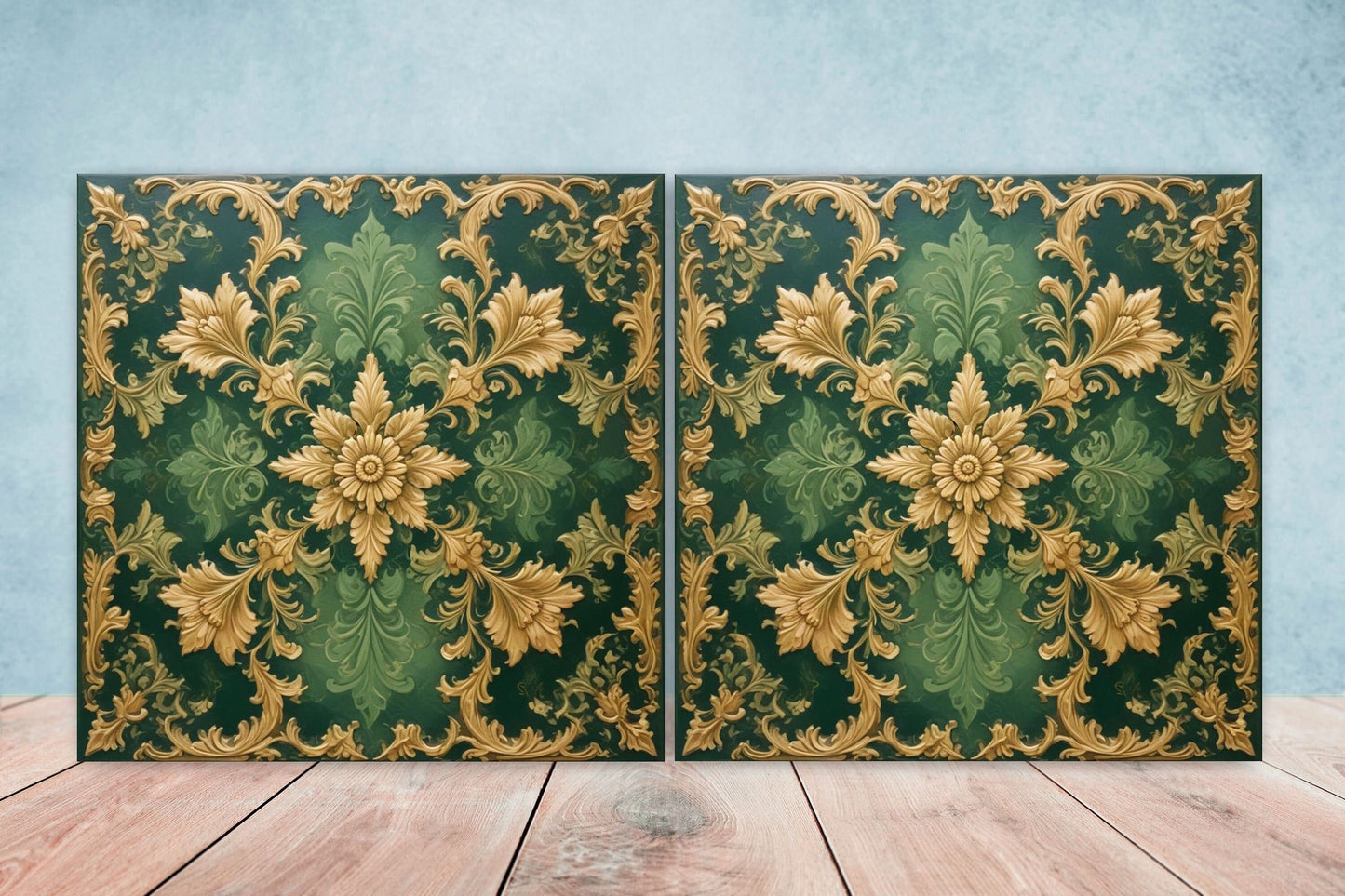 Victorian Tiles - Set of 2 Victorian Wall Decor Ceramic Tiles - Kitchen Backsplash Tiles, Table Decorative Tiles, Bathroom Tiles, Coaster