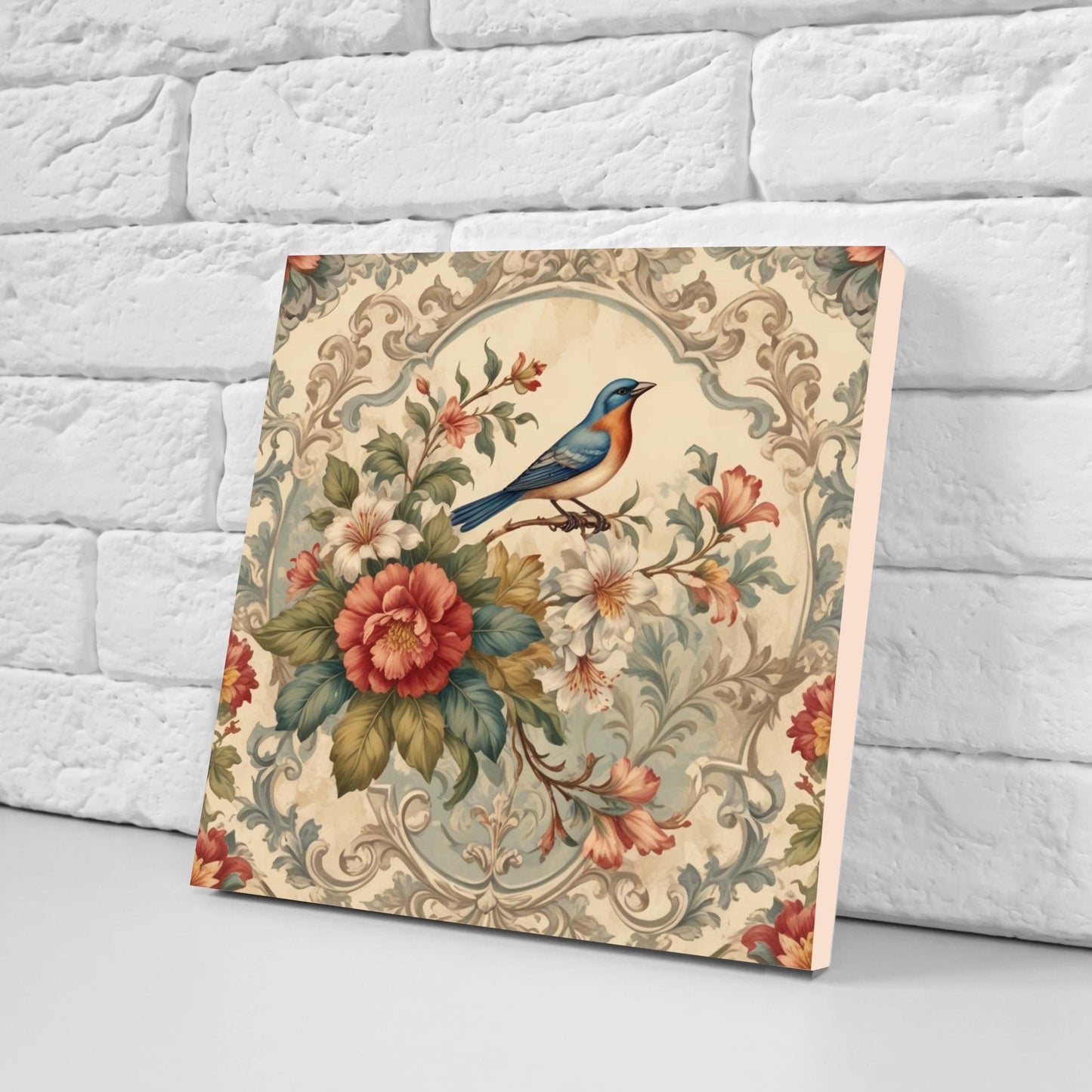 Victorian Tiles - Set of 2 Victorian Wall Decor Ceramic Bird Tiles-Kitchen Backsplash Tiles, Table Decorative Tiles, Bathroom Tiles, Coaster