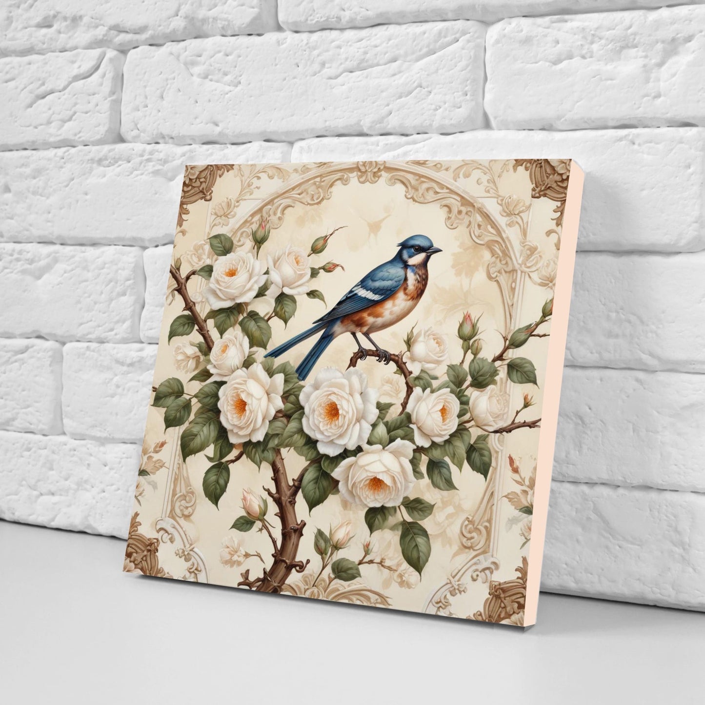 Victorian Tiles - Set of 2 Victorian Wall Decor Ceramic Bird Tiles-Kitchen Backsplash Tiles, Table Decorative Tiles, Bathroom Tiles, Coaster