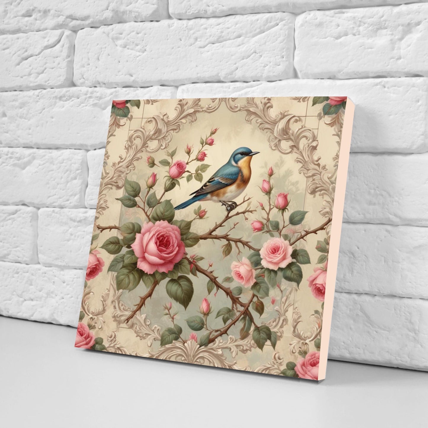 Victorian Tiles - Set of 2 Victorian Wall Decor Ceramic Bird Tiles-Kitchen Backsplash Tiles, Table Decorative Tiles, Bathroom Tiles, Coaster
