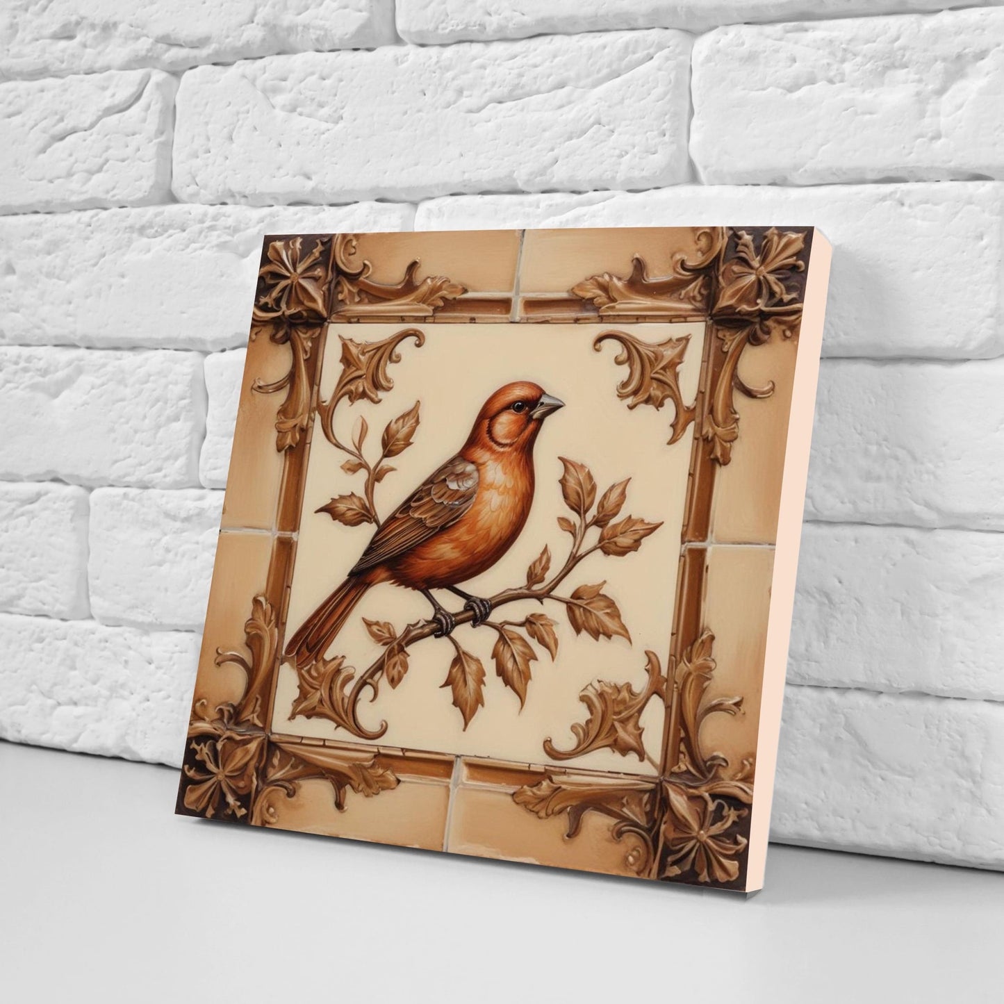 Victorian Tiles - Set of 2 Victorian Wall Decor Ceramic Bird Tiles-Kitchen Backsplash Tiles, Table Decorative Tiles, Bathroom Tiles, Coaster